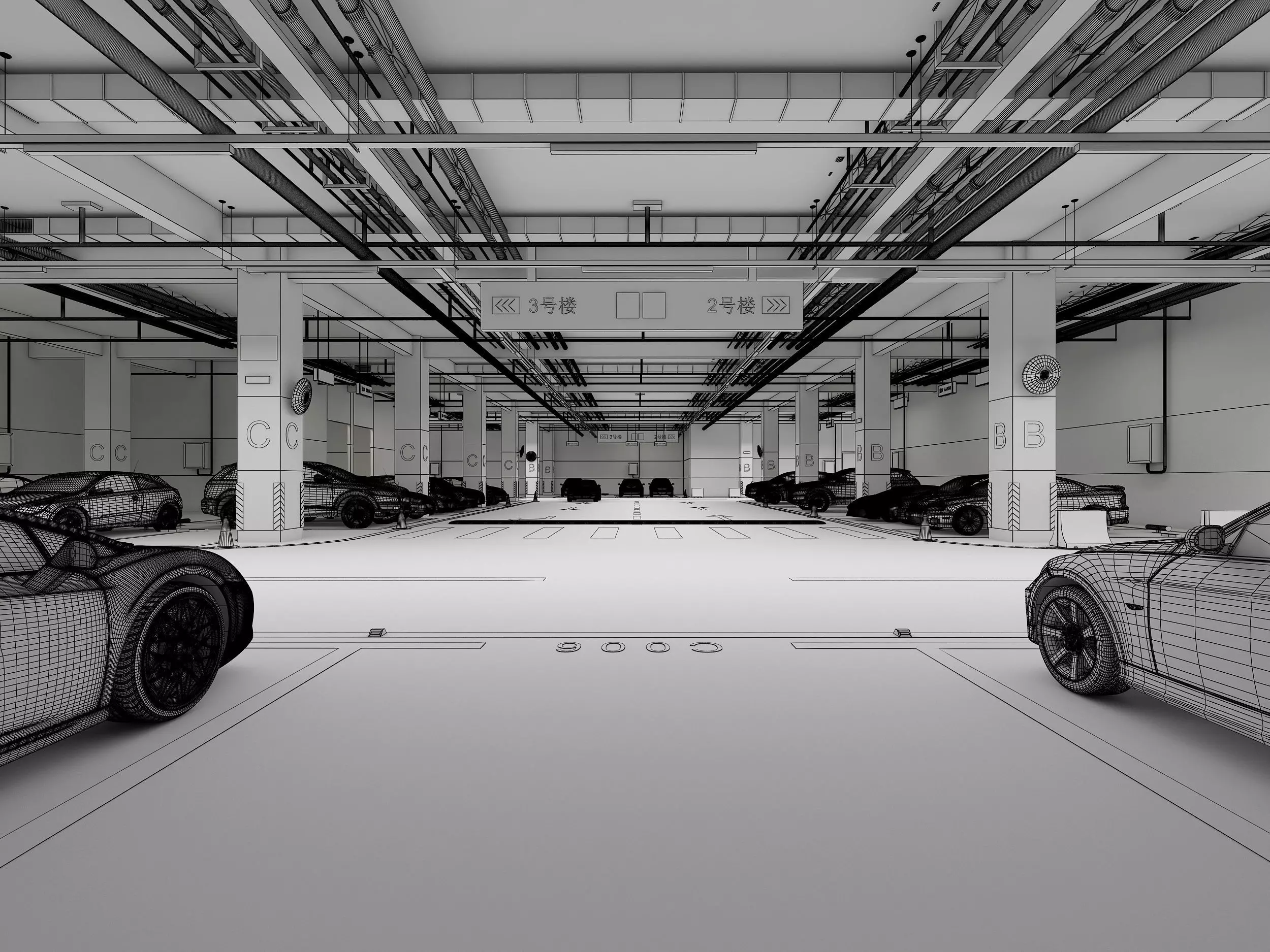 Parking  Low-poly 3D model_6