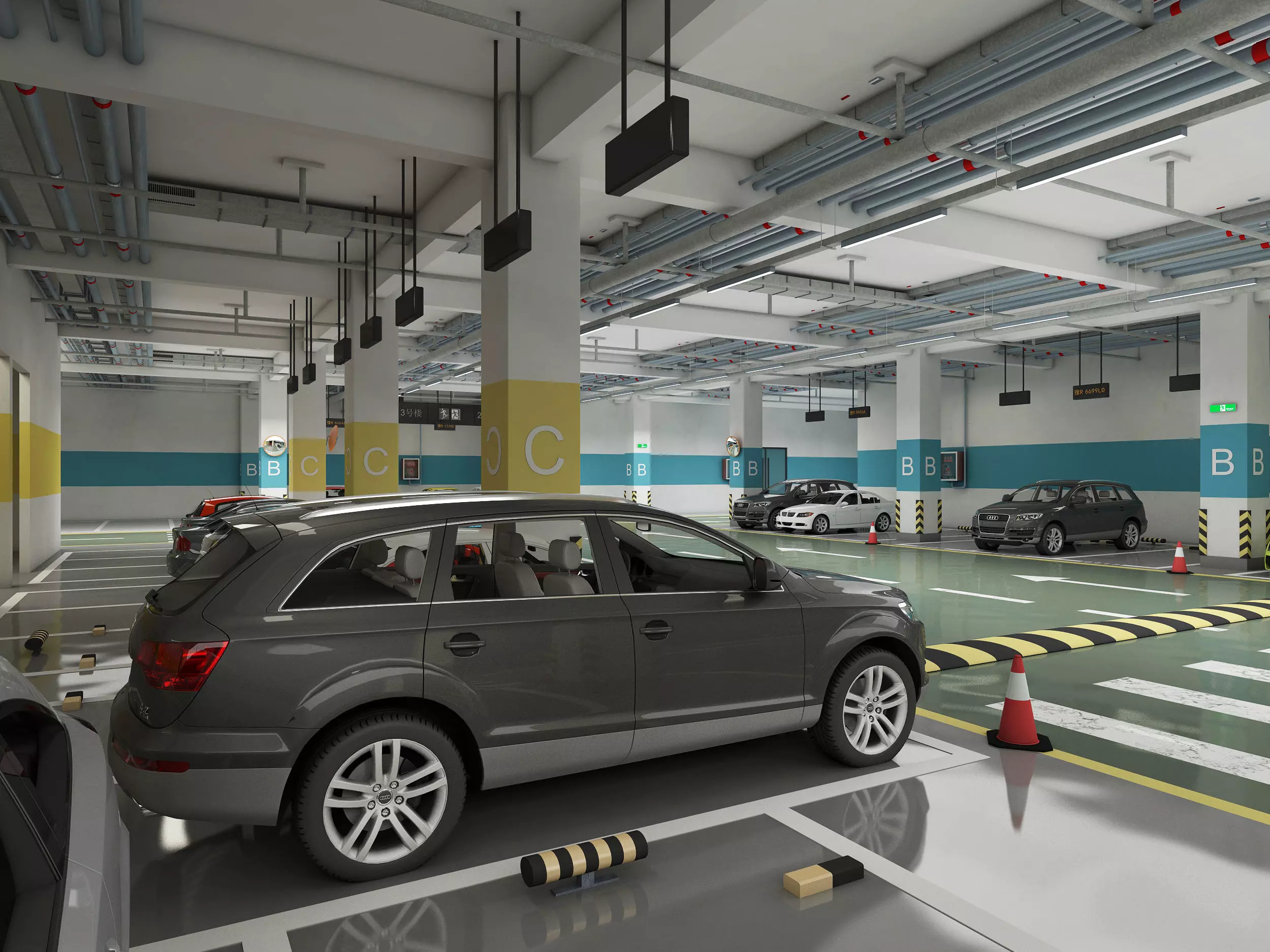 Parking  Low-poly 3D model_1