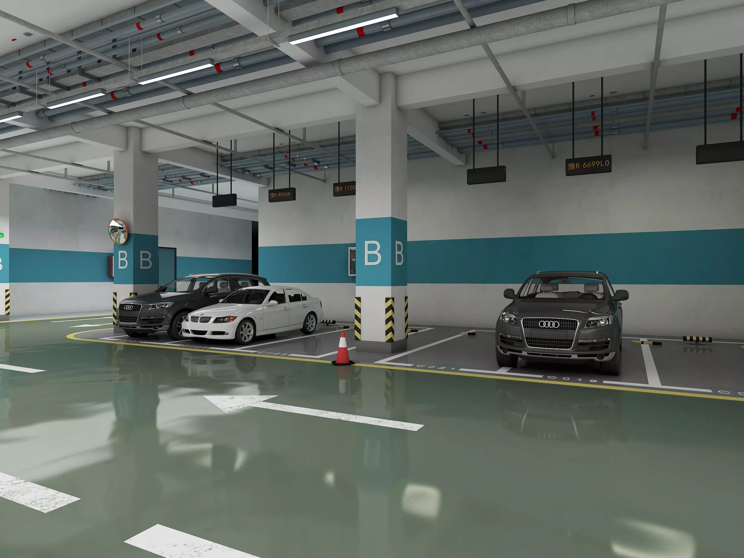 Parking  Low-poly 3D model_3