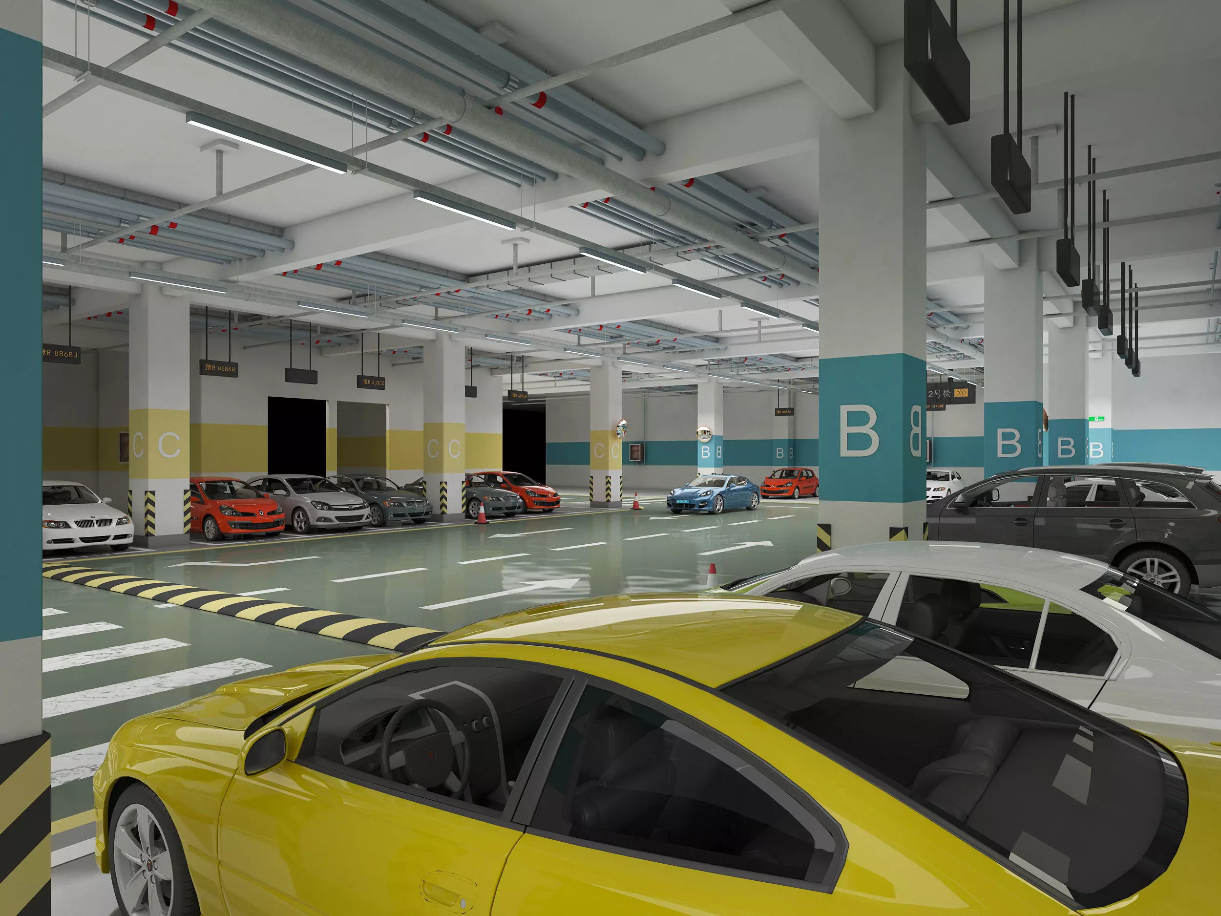 Parking  Low-poly 3D model_2