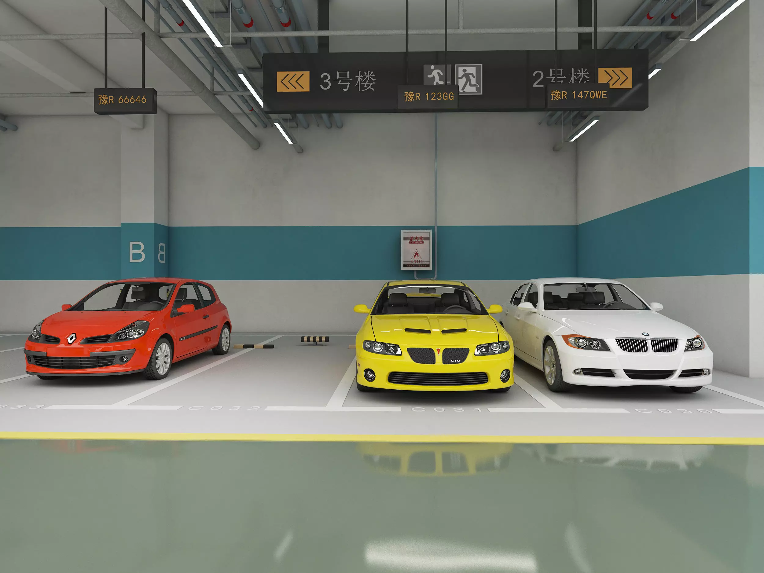 Parking  Low-poly 3D model_5