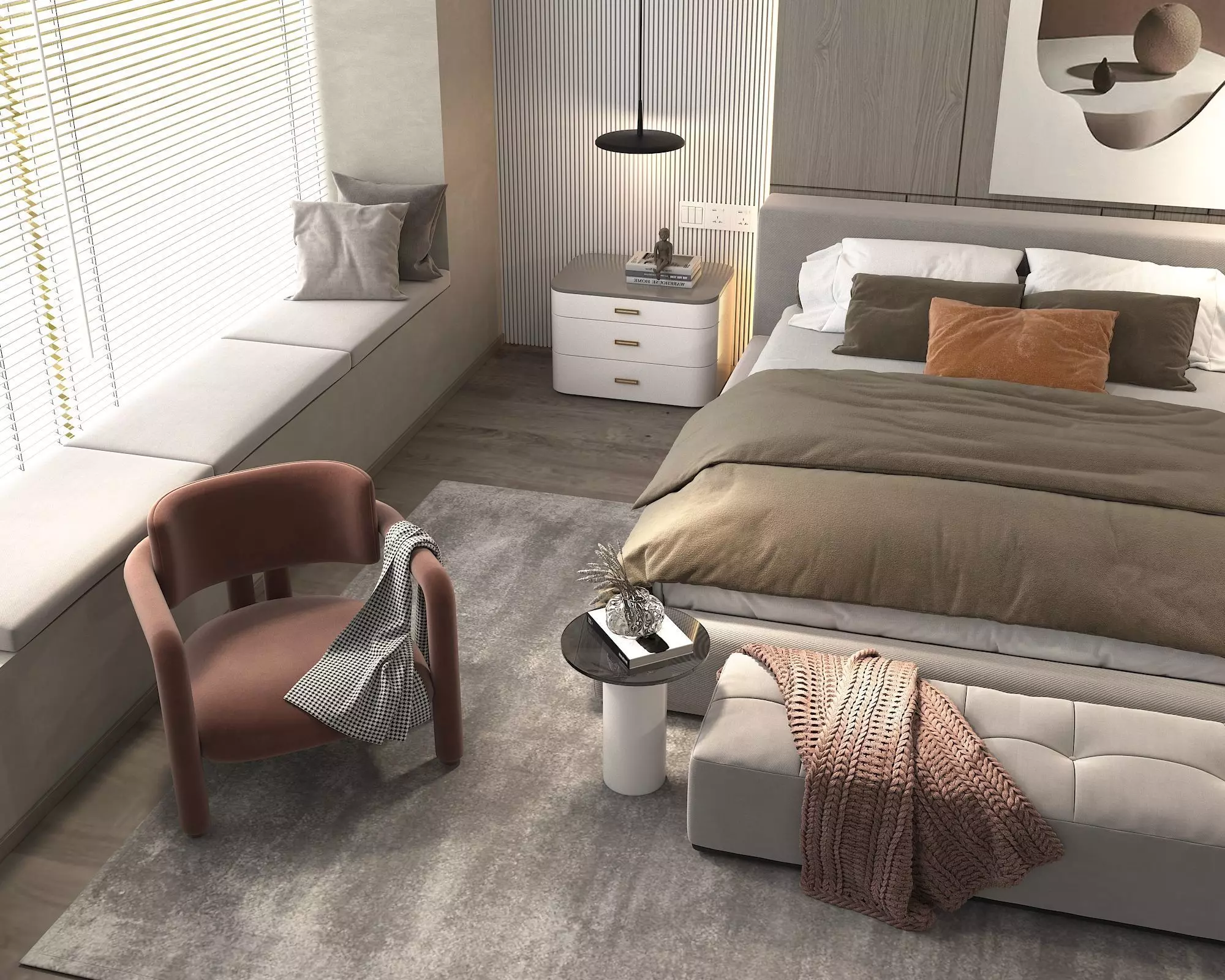 Modern Bedroom Scene 22 3D model_4