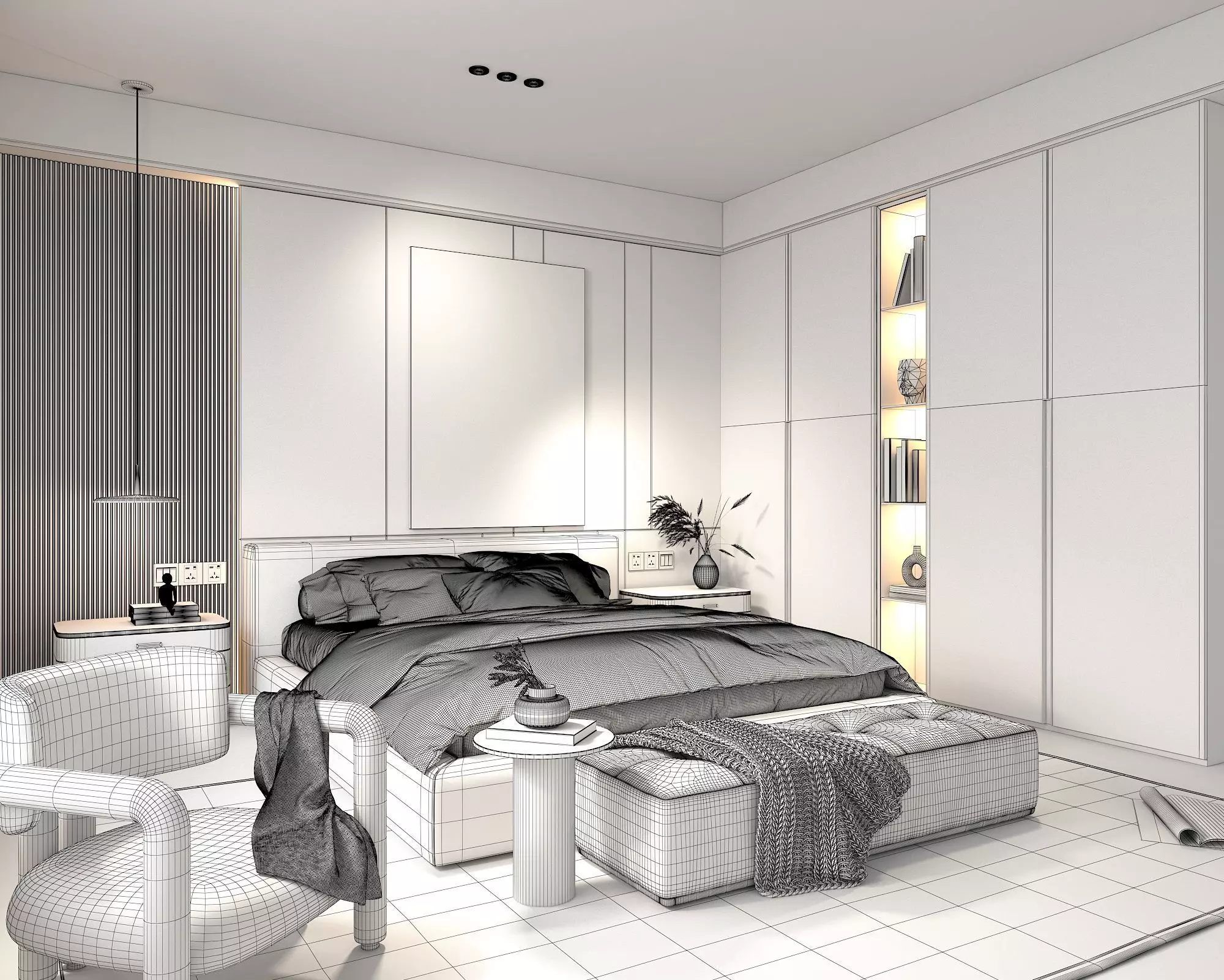 Modern Bedroom Scene 22 3D model_9