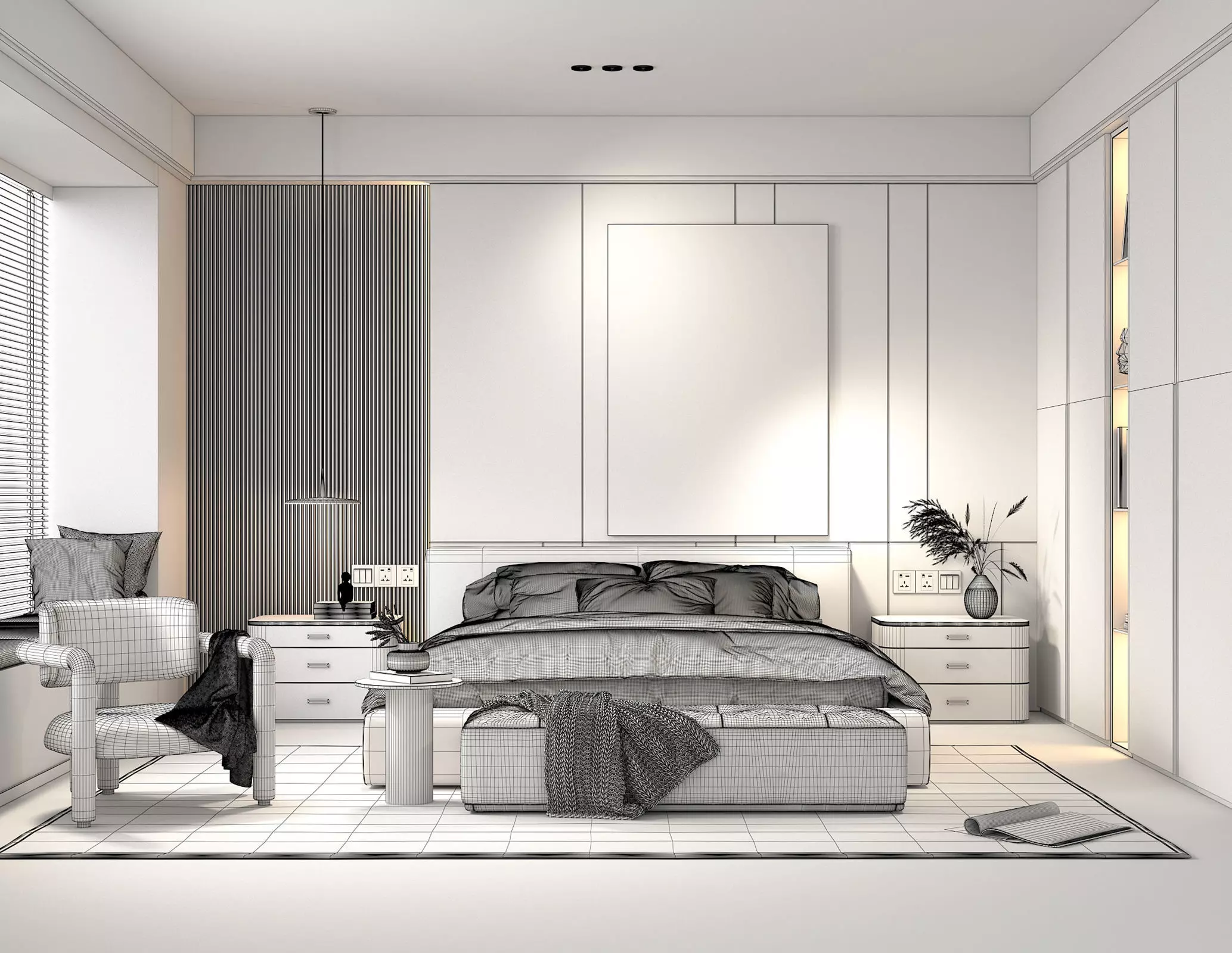 Modern Bedroom Scene 22 3D model_8
