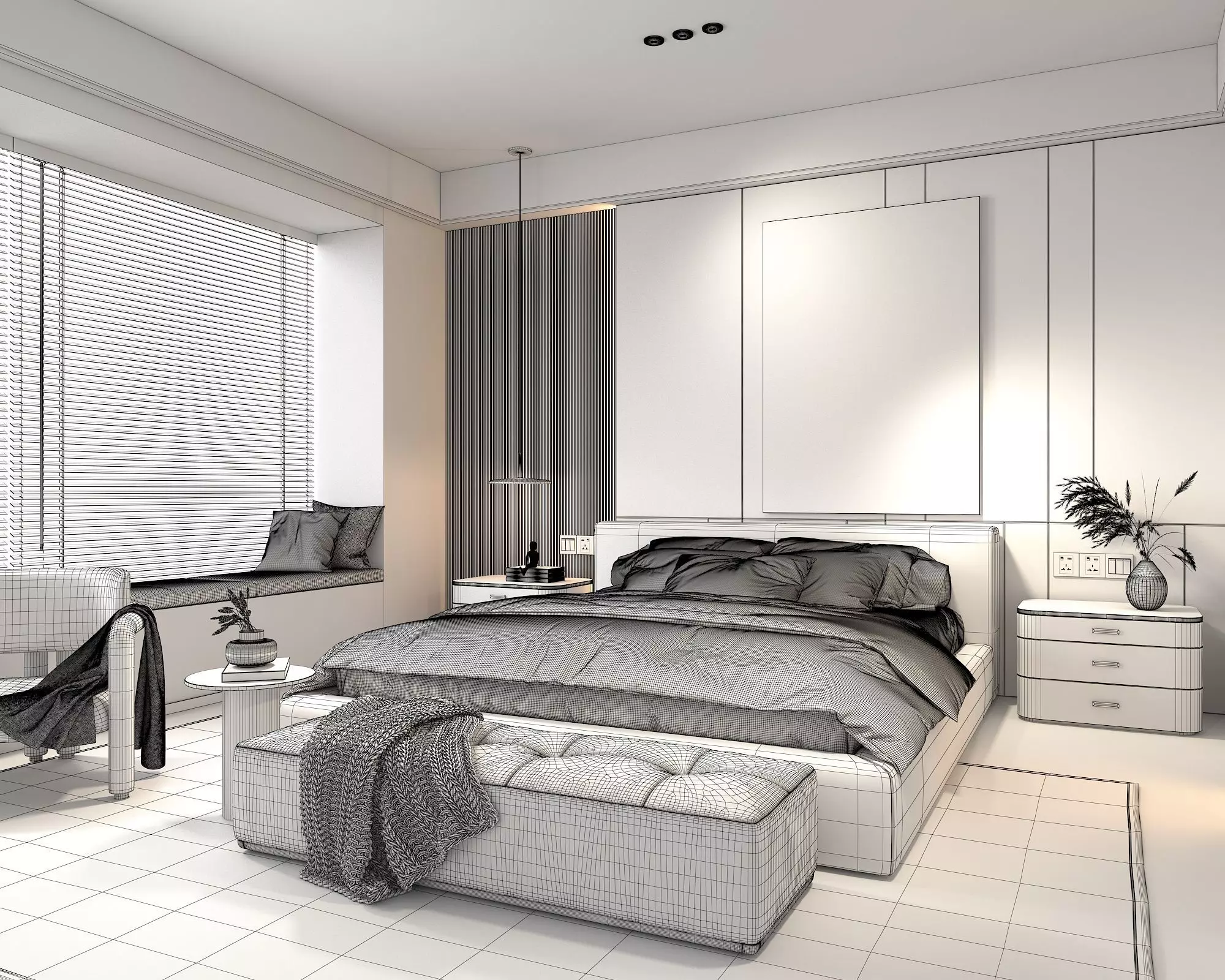 Modern Bedroom Scene 22 3D model_10