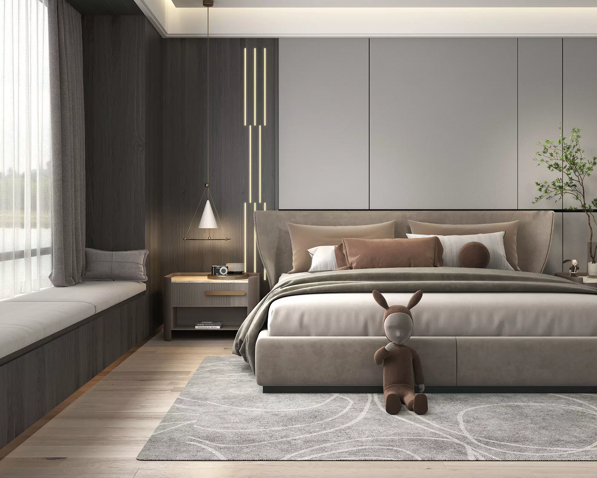 Modern Bedroom Scene 23 3D model_5