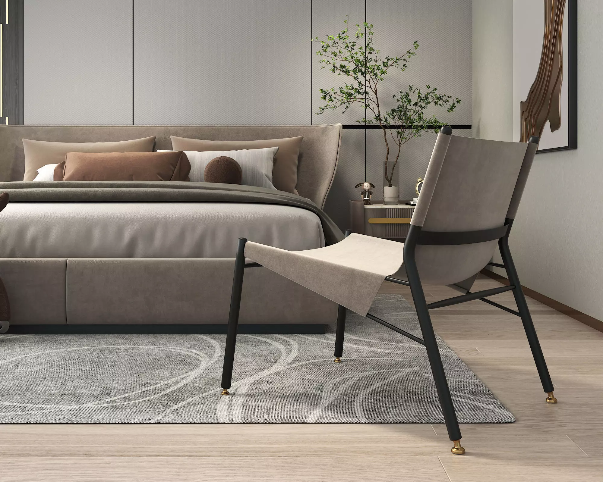 Modern Bedroom Scene 23 3D model_7