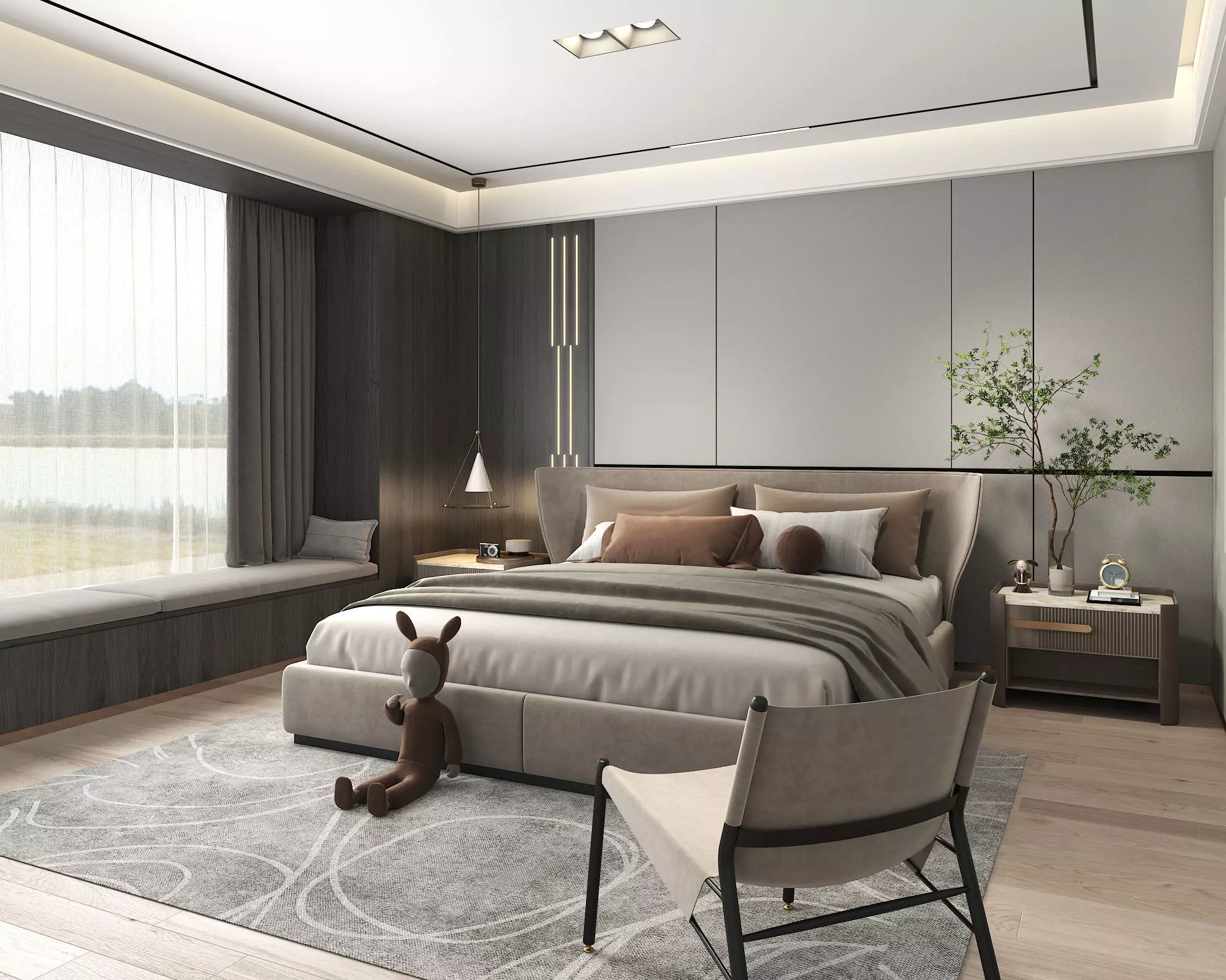 Modern Bedroom Scene 23 3D model_1
