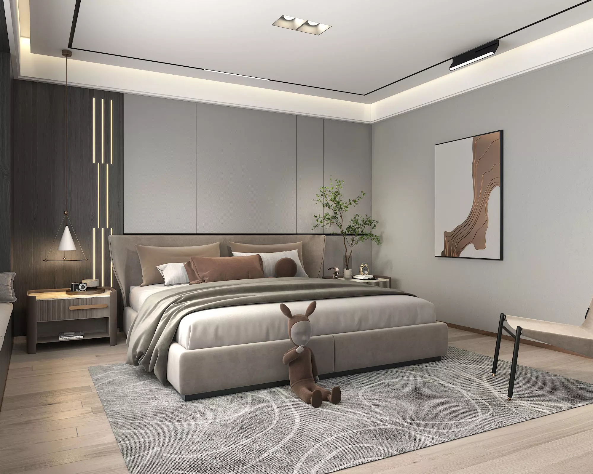 Modern Bedroom Scene 23 3D model_2
