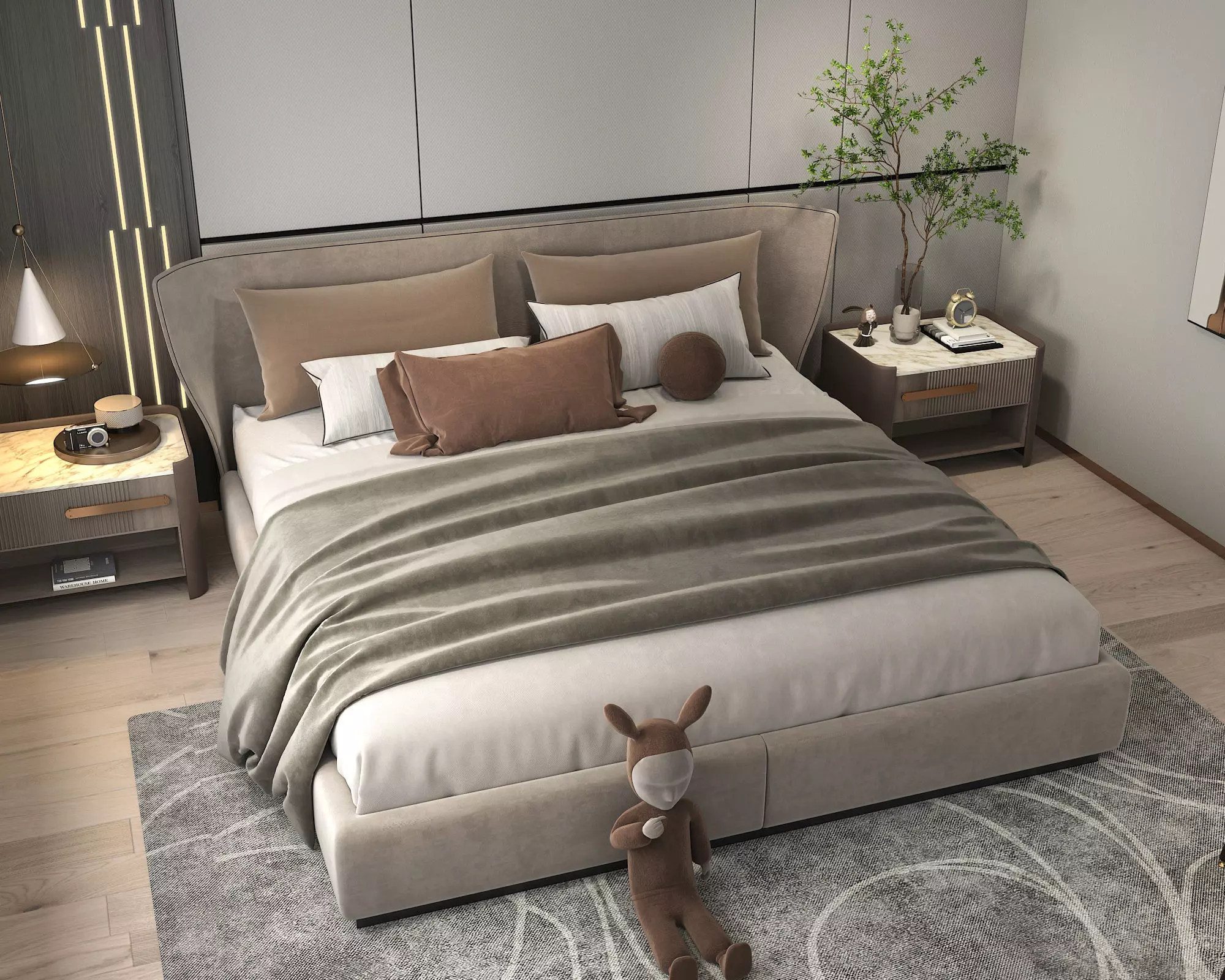 Modern Bedroom Scene 23 3D model_4