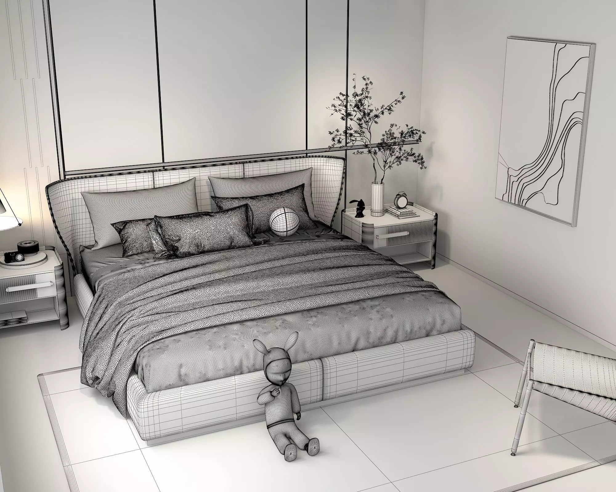 Modern Bedroom Scene 23 3D model_9