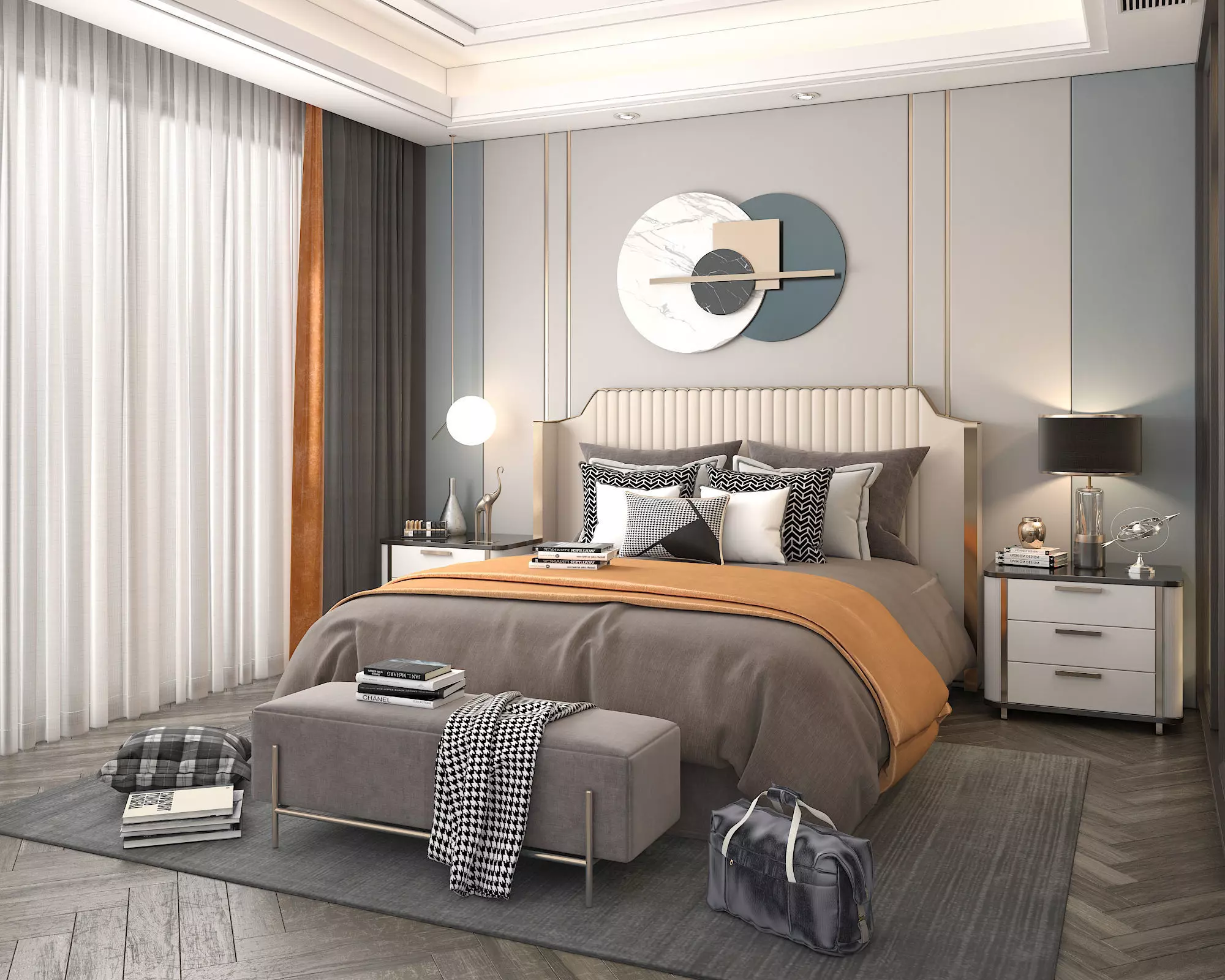 Modern Bedroom Scene 27 3D model_2