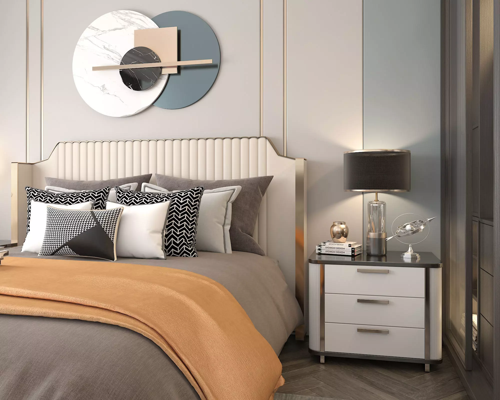 Modern Bedroom Scene 27 3D model_6