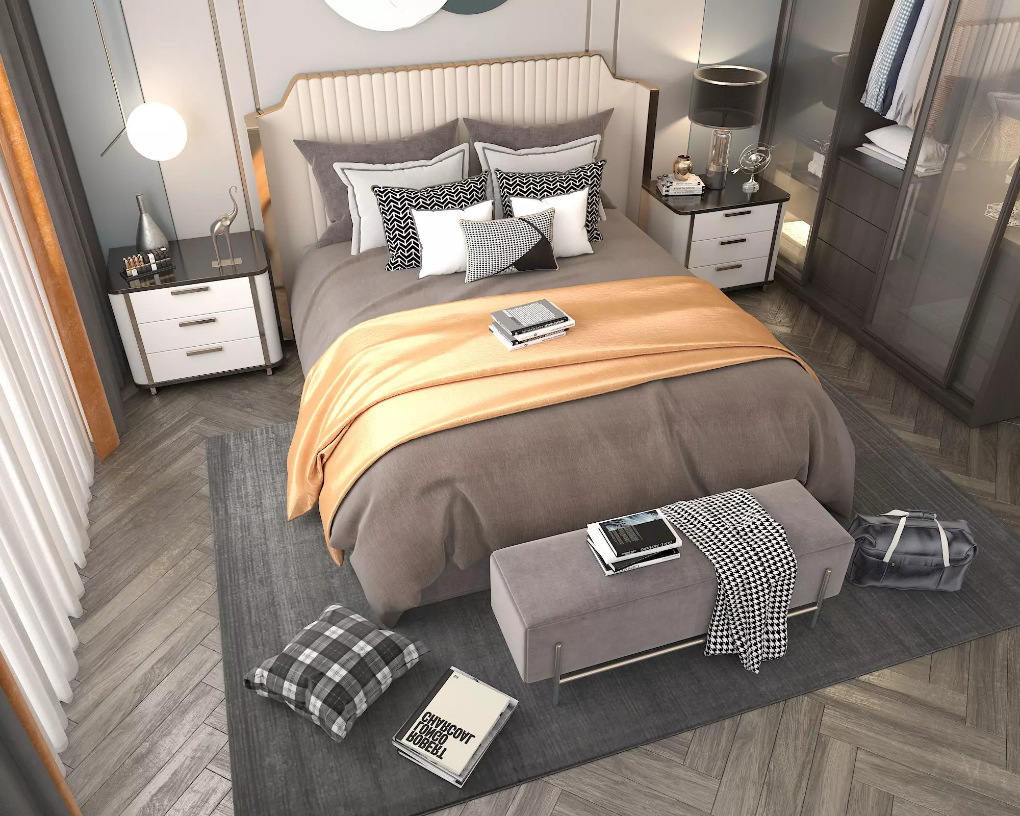 Modern Bedroom Scene 27 3D model_4
