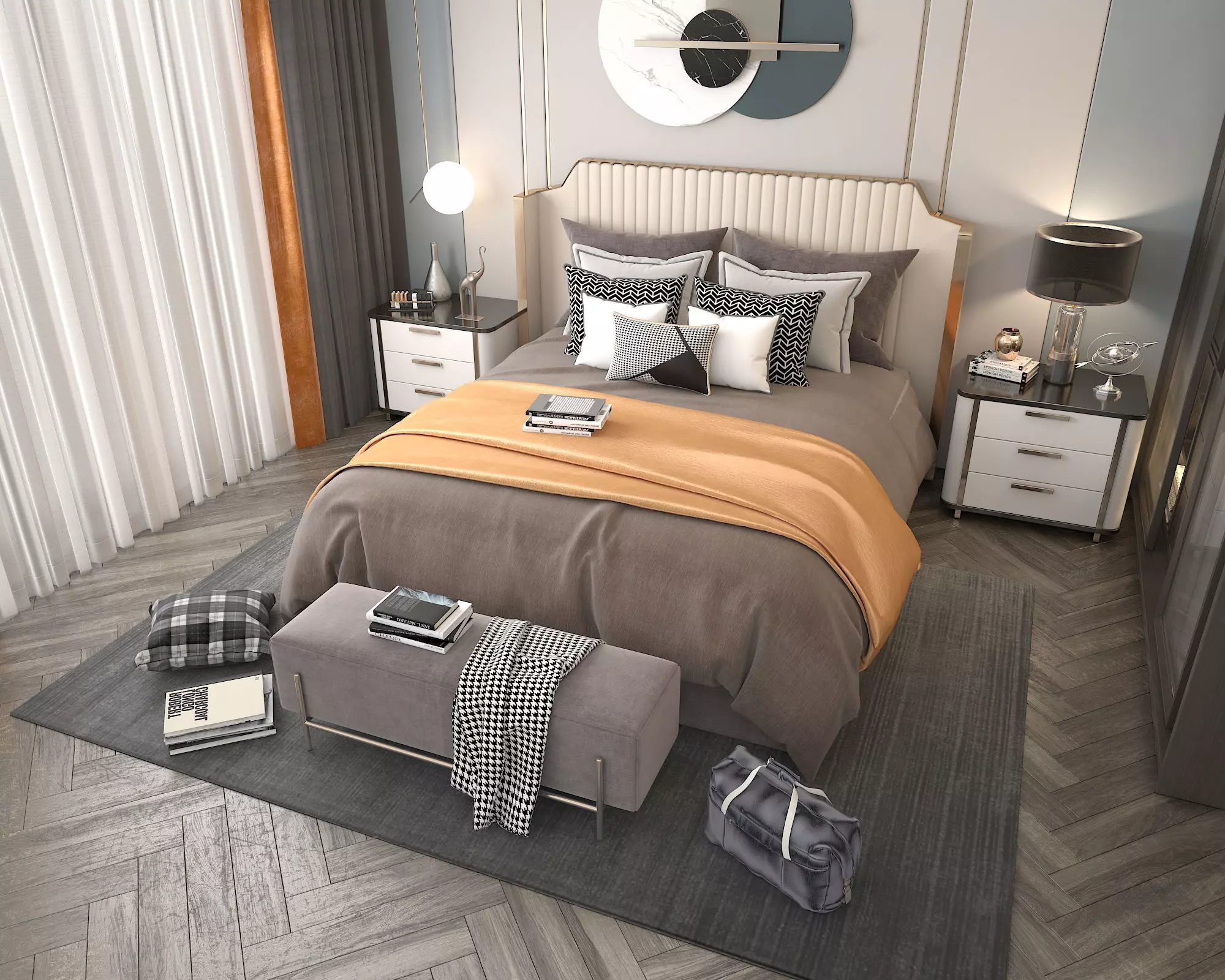 Modern Bedroom Scene 27 3D model_3