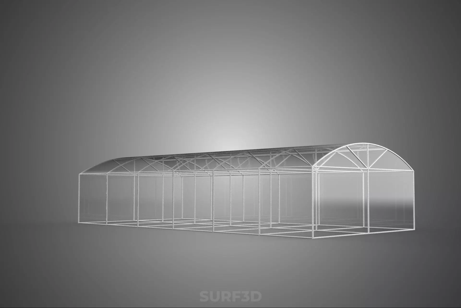 STRUCTURE CURVED GREENHOUSE HOTHOUSE GLASSHOUSE FRAME PLANT FARM 3D model_13