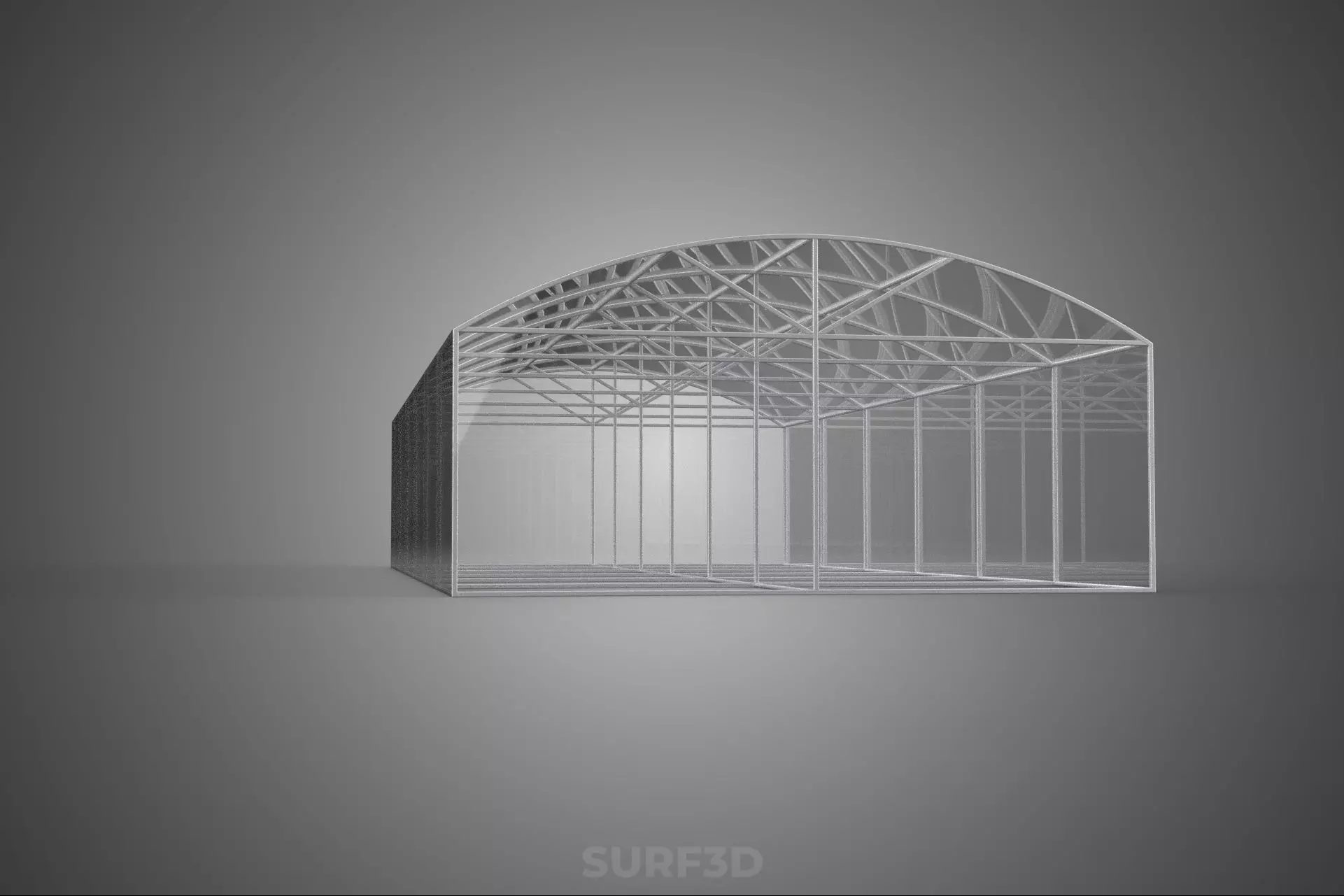 STRUCTURE CURVED GREENHOUSE HOTHOUSE GLASSHOUSE FRAME PLANT FARM 3D model_7