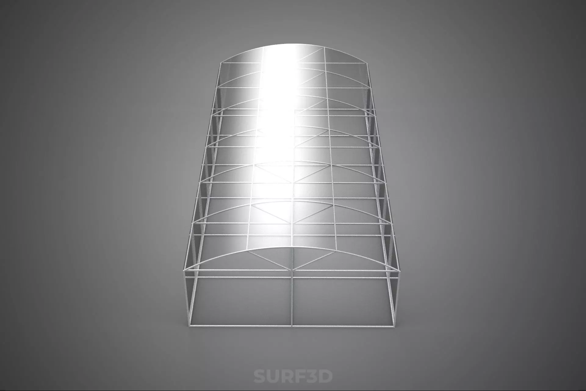 STRUCTURE CURVED GREENHOUSE HOTHOUSE GLASSHOUSE FRAME PLANT FARM 3D model_10