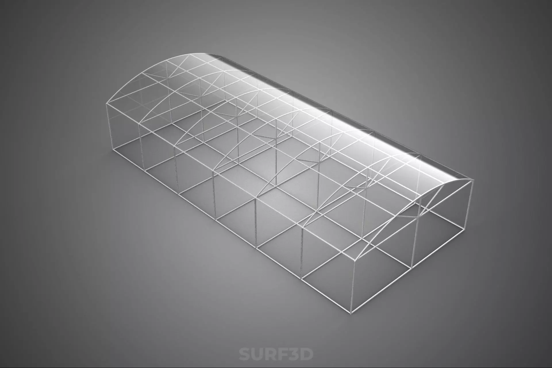 STRUCTURE CURVED GREENHOUSE HOTHOUSE GLASSHOUSE FRAME PLANT FARM 3D model_18