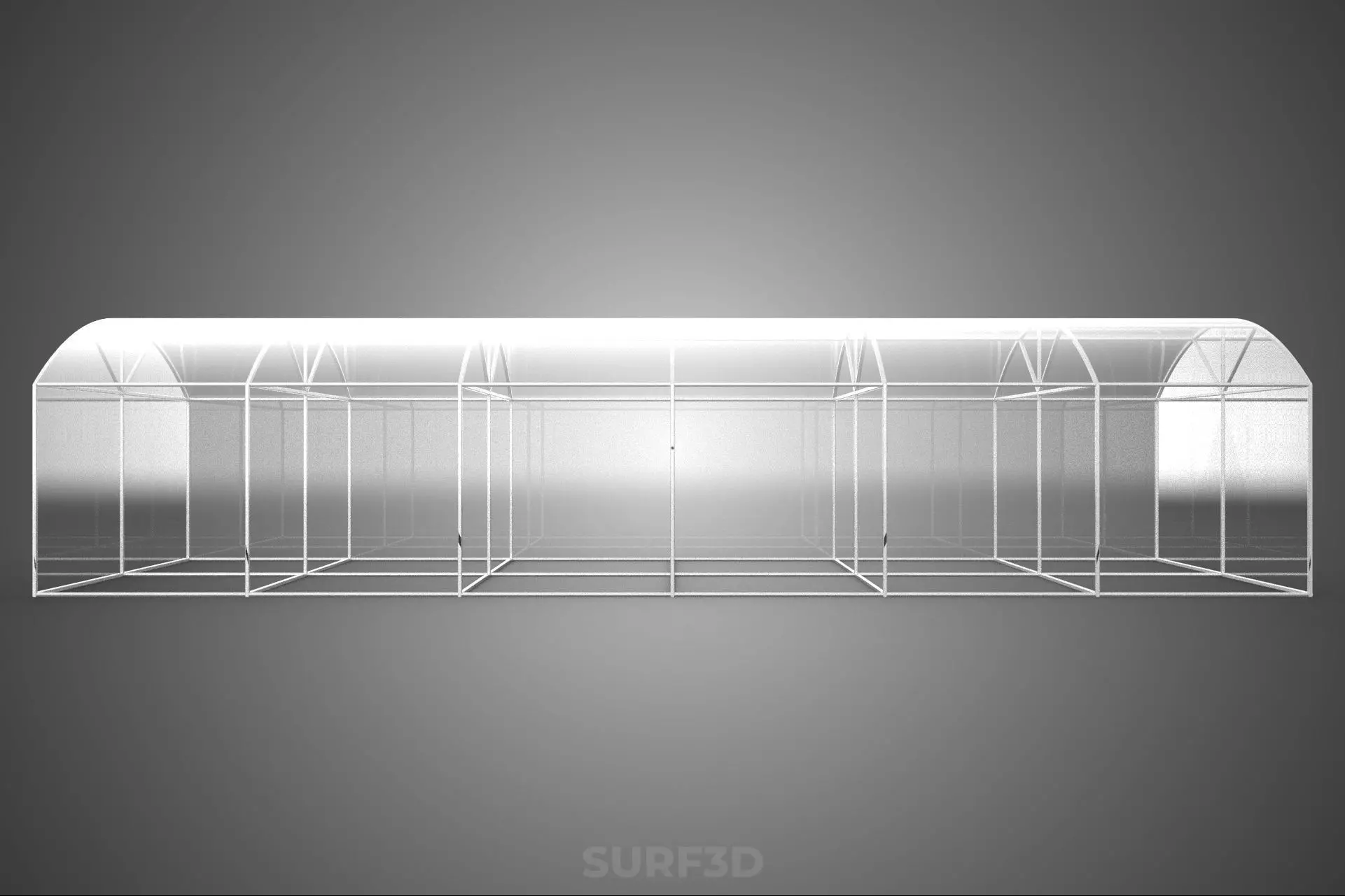 STRUCTURE CURVED GREENHOUSE HOTHOUSE GLASSHOUSE FRAME PLANT FARM 3D model_15
