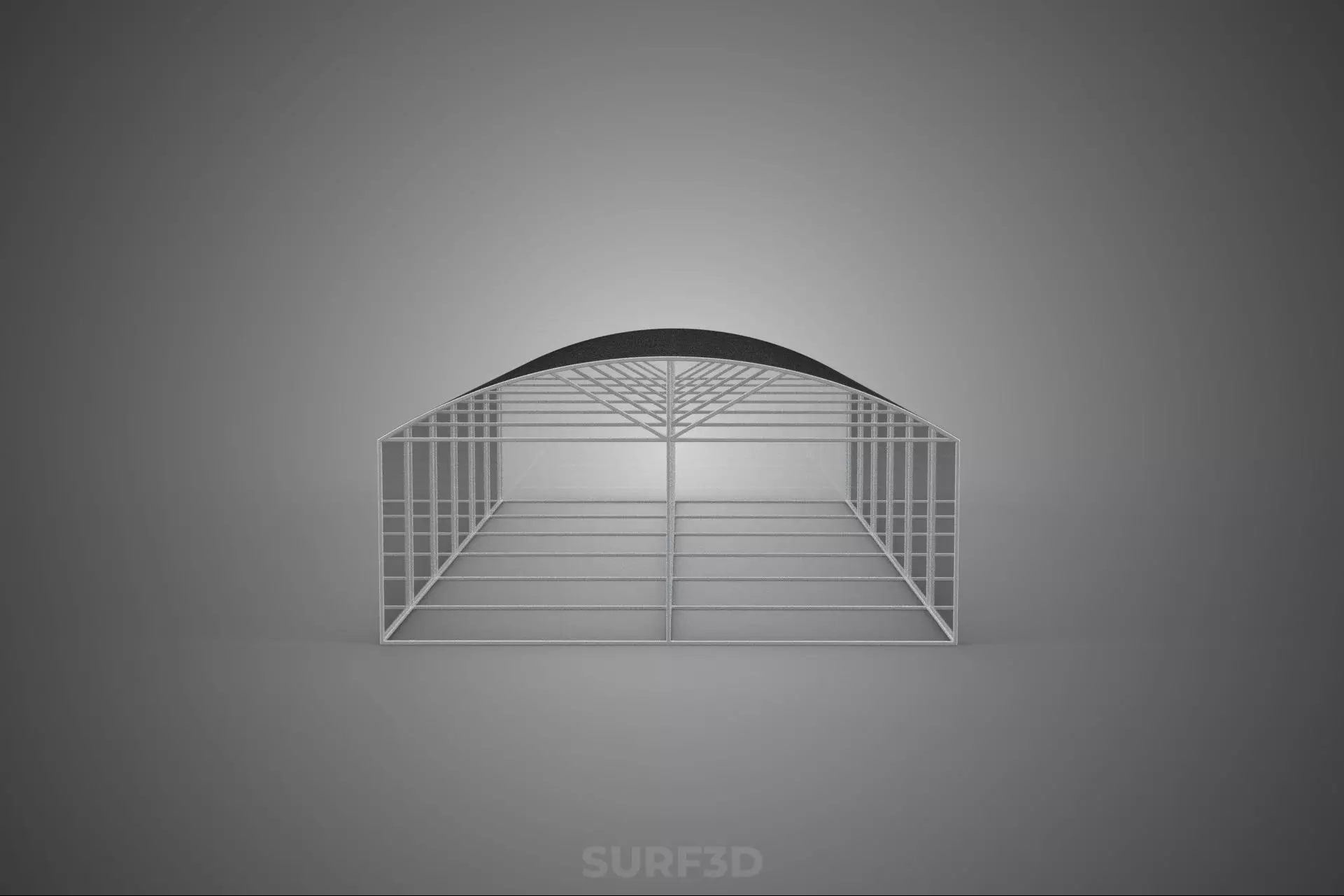 STRUCTURE CURVED GREENHOUSE HOTHOUSE GLASSHOUSE FRAME PLANT FARM 3D model_14