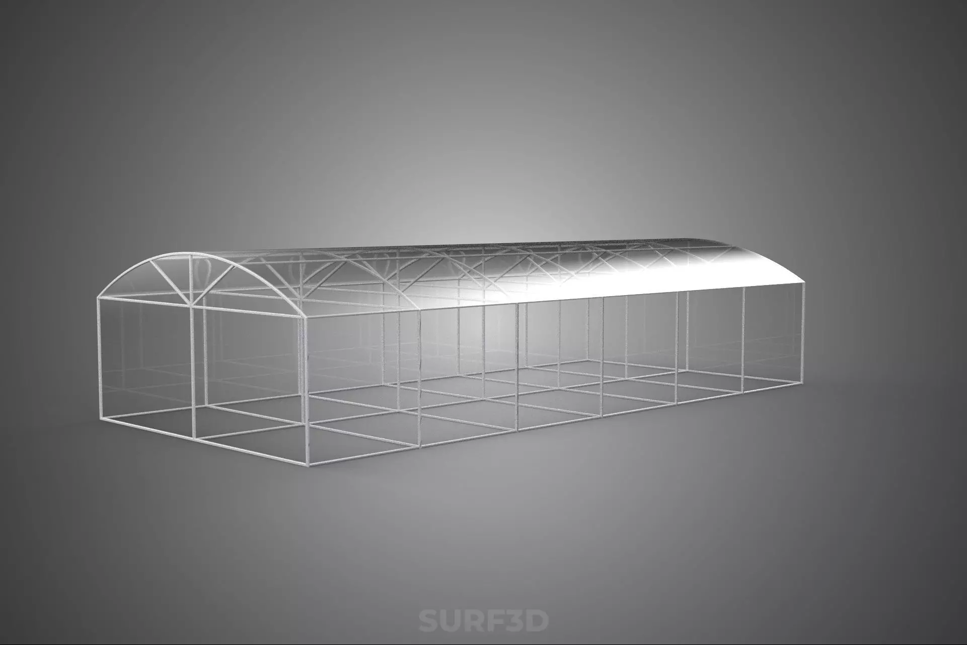 STRUCTURE CURVED GREENHOUSE HOTHOUSE GLASSHOUSE FRAME PLANT FARM 3D model_4