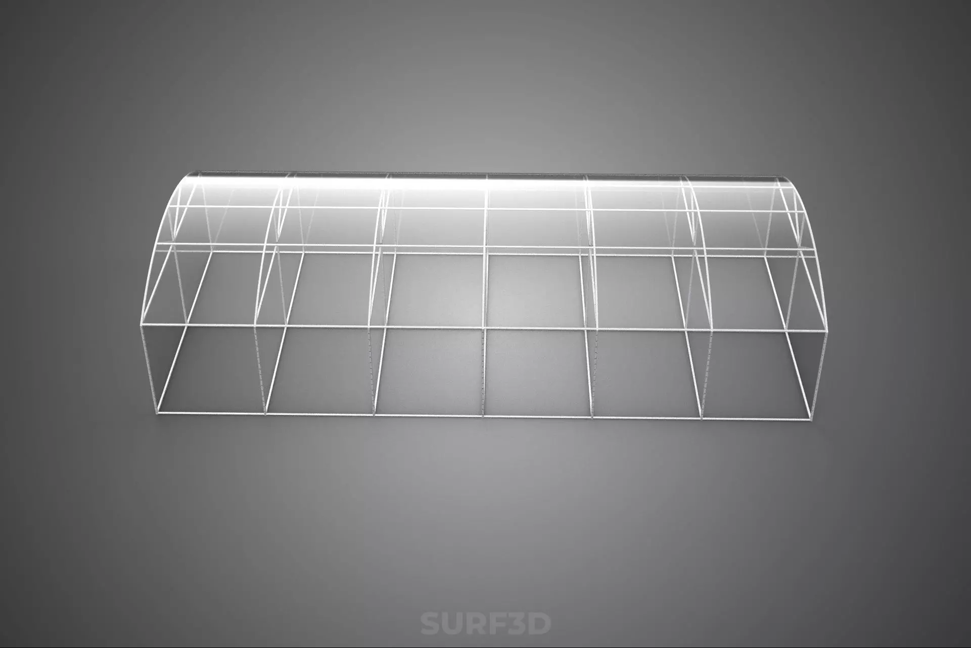 STRUCTURE CURVED GREENHOUSE HOTHOUSE GLASSHOUSE FRAME PLANT FARM 3D model_17