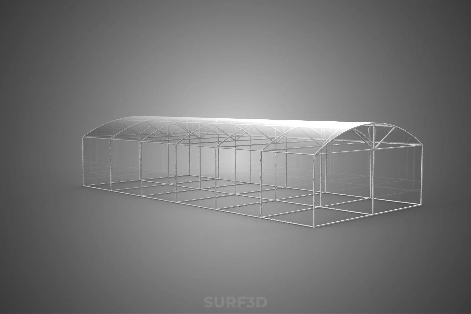 STRUCTURE CURVED GREENHOUSE HOTHOUSE GLASSHOUSE FRAME PLANT FARM 3D model_5
