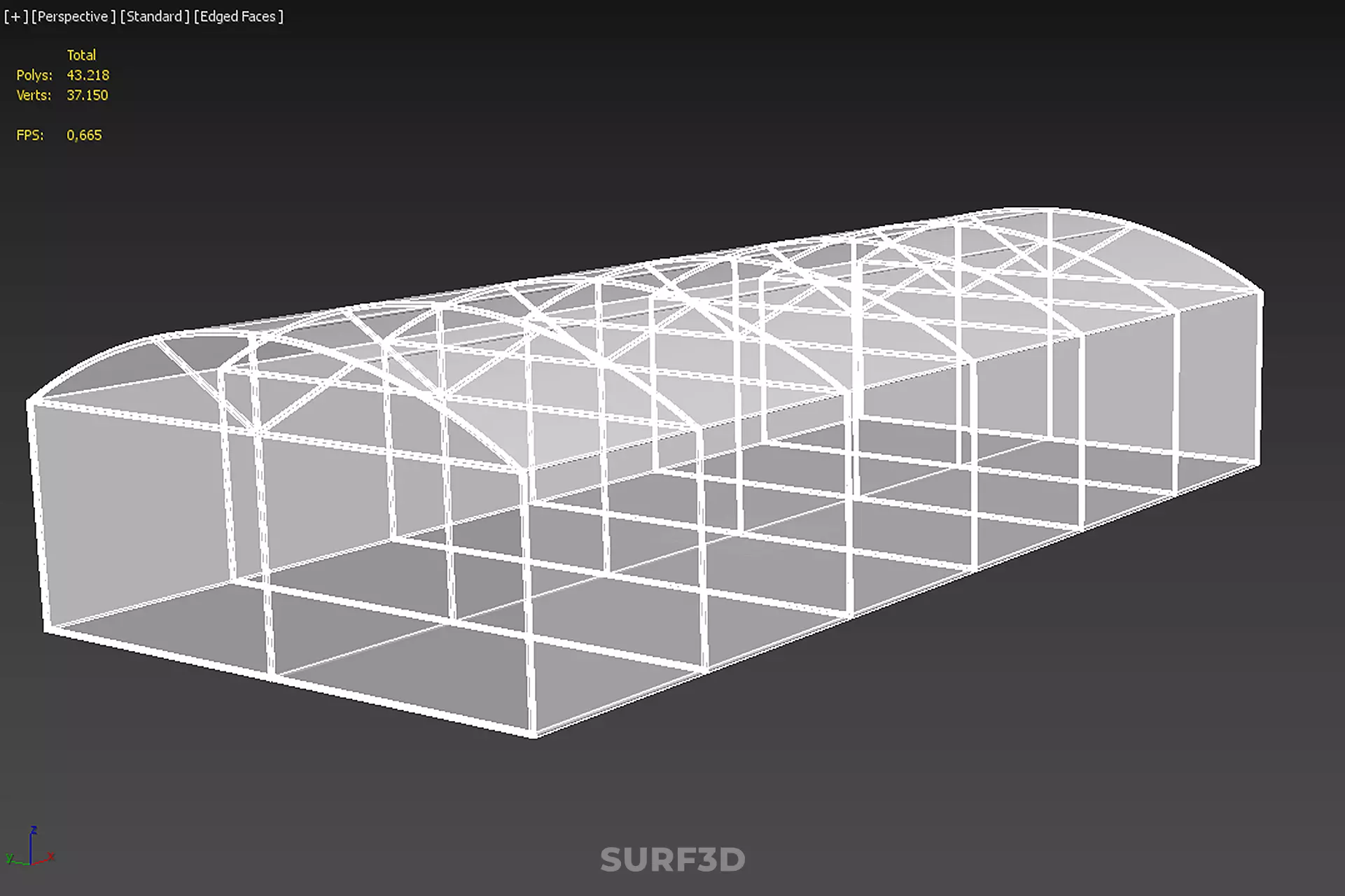 STRUCTURE CURVED GREENHOUSE HOTHOUSE GLASSHOUSE FRAME PLANT FARM 3D model_23