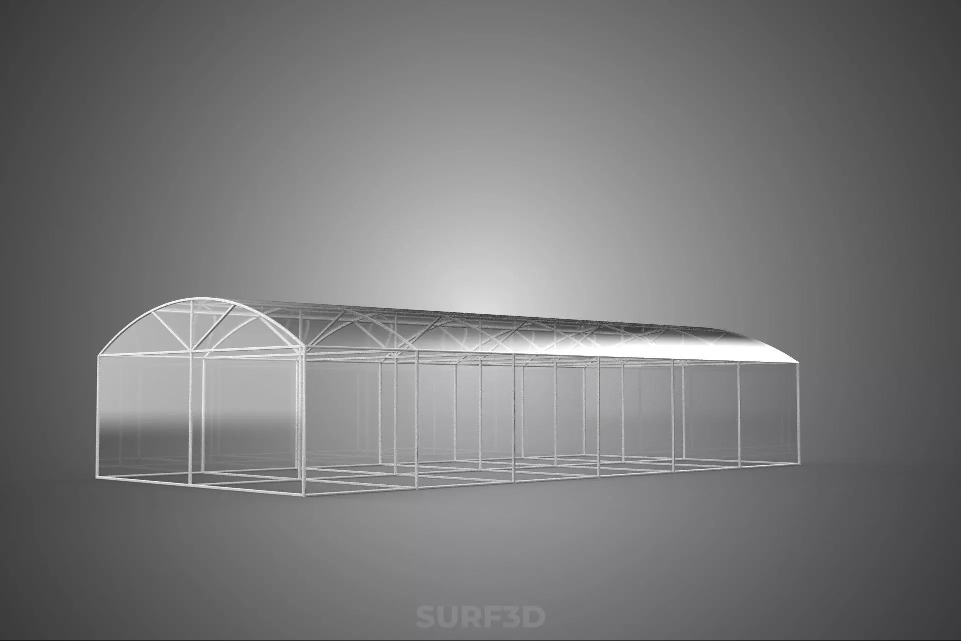 STRUCTURE CURVED GREENHOUSE HOTHOUSE GLASSHOUSE FRAME PLANT FARM 3D model_9