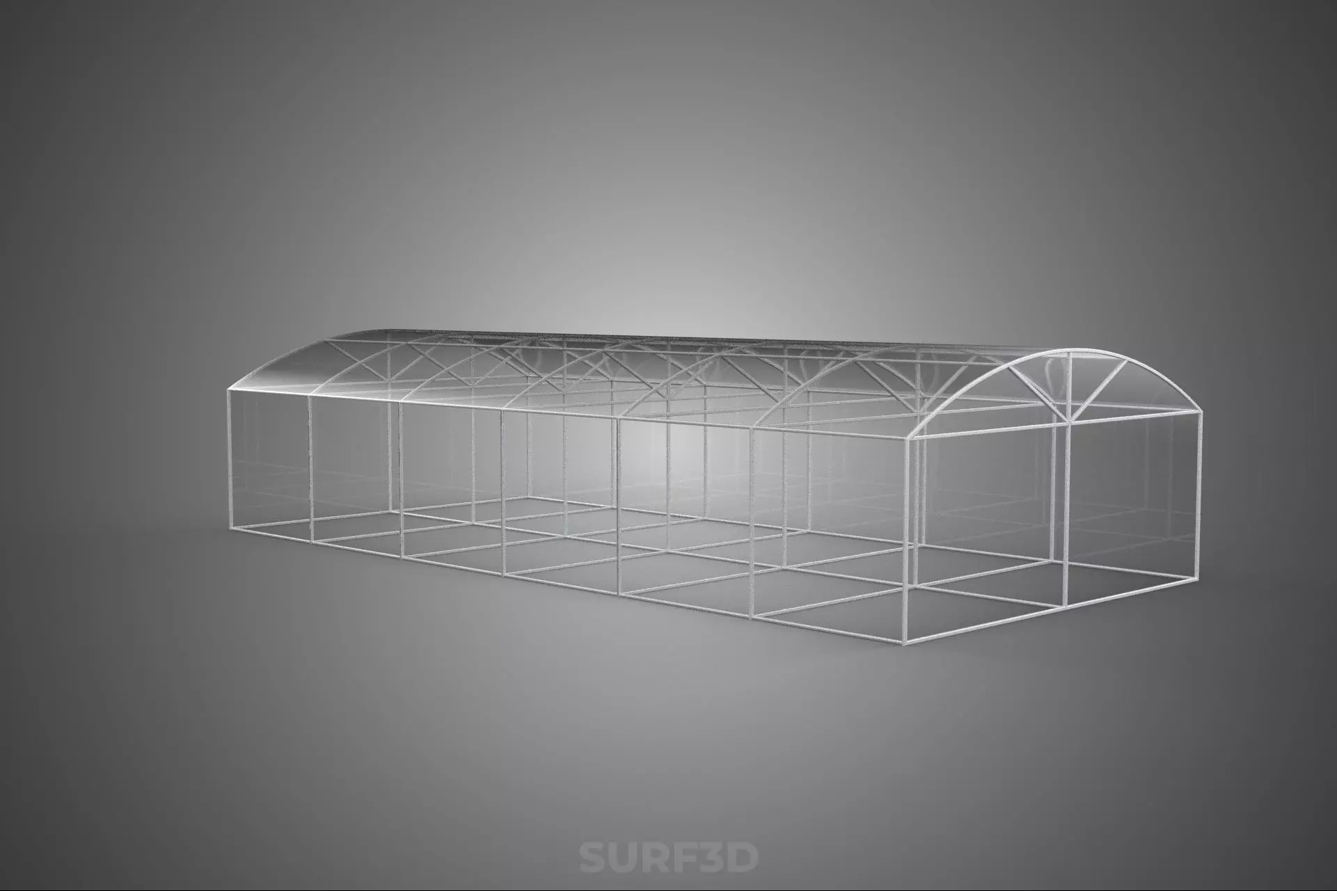 STRUCTURE CURVED GREENHOUSE HOTHOUSE GLASSHOUSE FRAME PLANT FARM 3D model_3