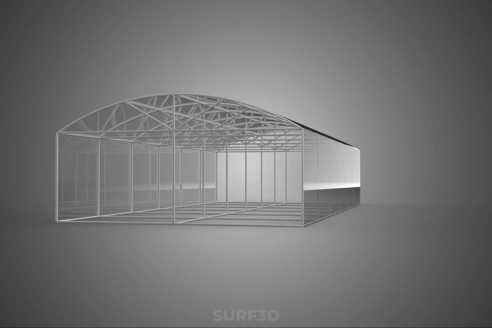 STRUCTURE CURVED GREENHOUSE HOTHOUSE GLASSHOUSE FRAME PLANT FARM 3D model_20