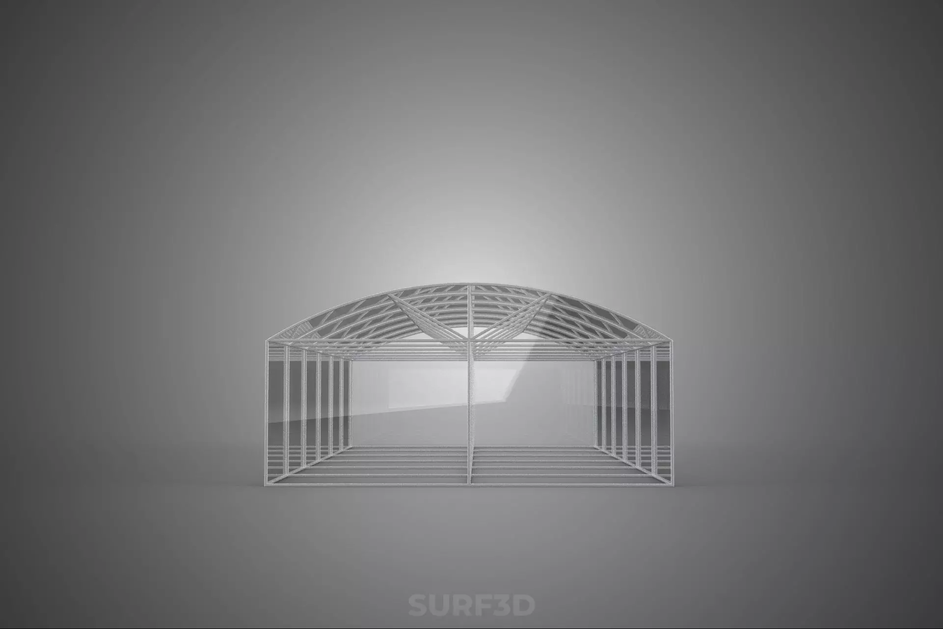 STRUCTURE CURVED GREENHOUSE HOTHOUSE GLASSHOUSE FRAME PLANT FARM 3D model_21