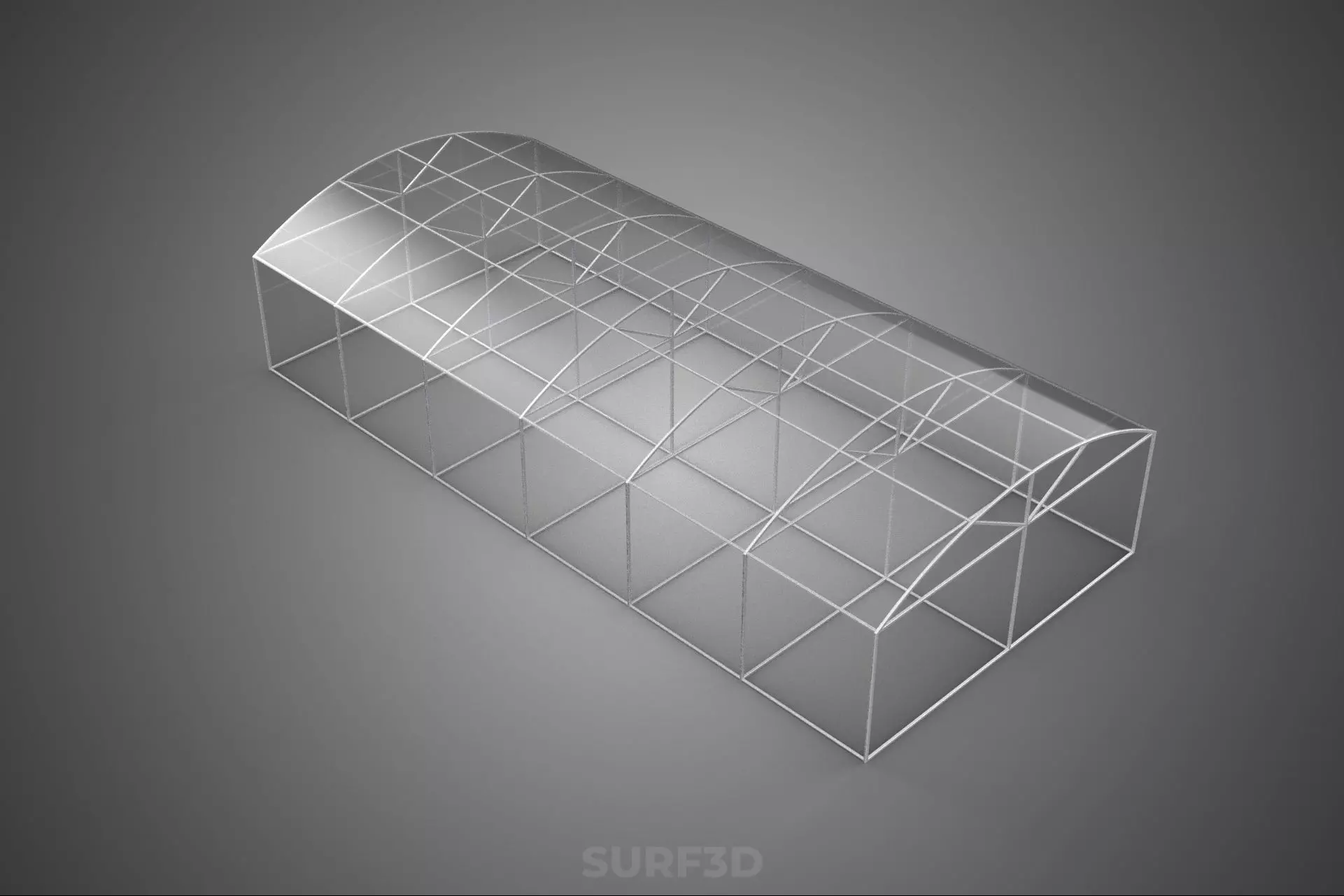 STRUCTURE CURVED GREENHOUSE HOTHOUSE GLASSHOUSE FRAME PLANT FARM 3D model_1