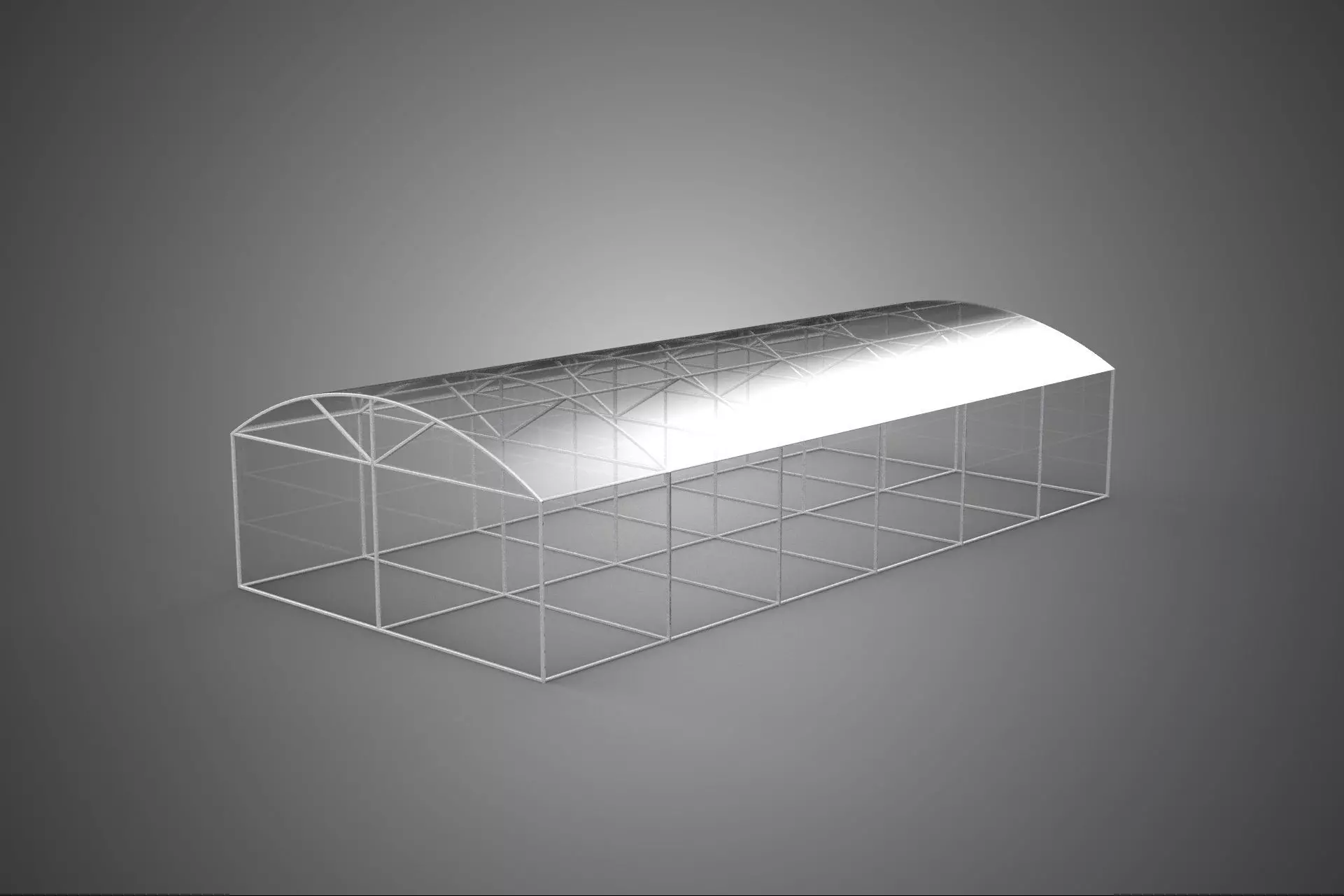 STRUCTURE CURVED GREENHOUSE HOTHOUSE GLASSHOUSE FRAME PLANT FARM 3D model_0