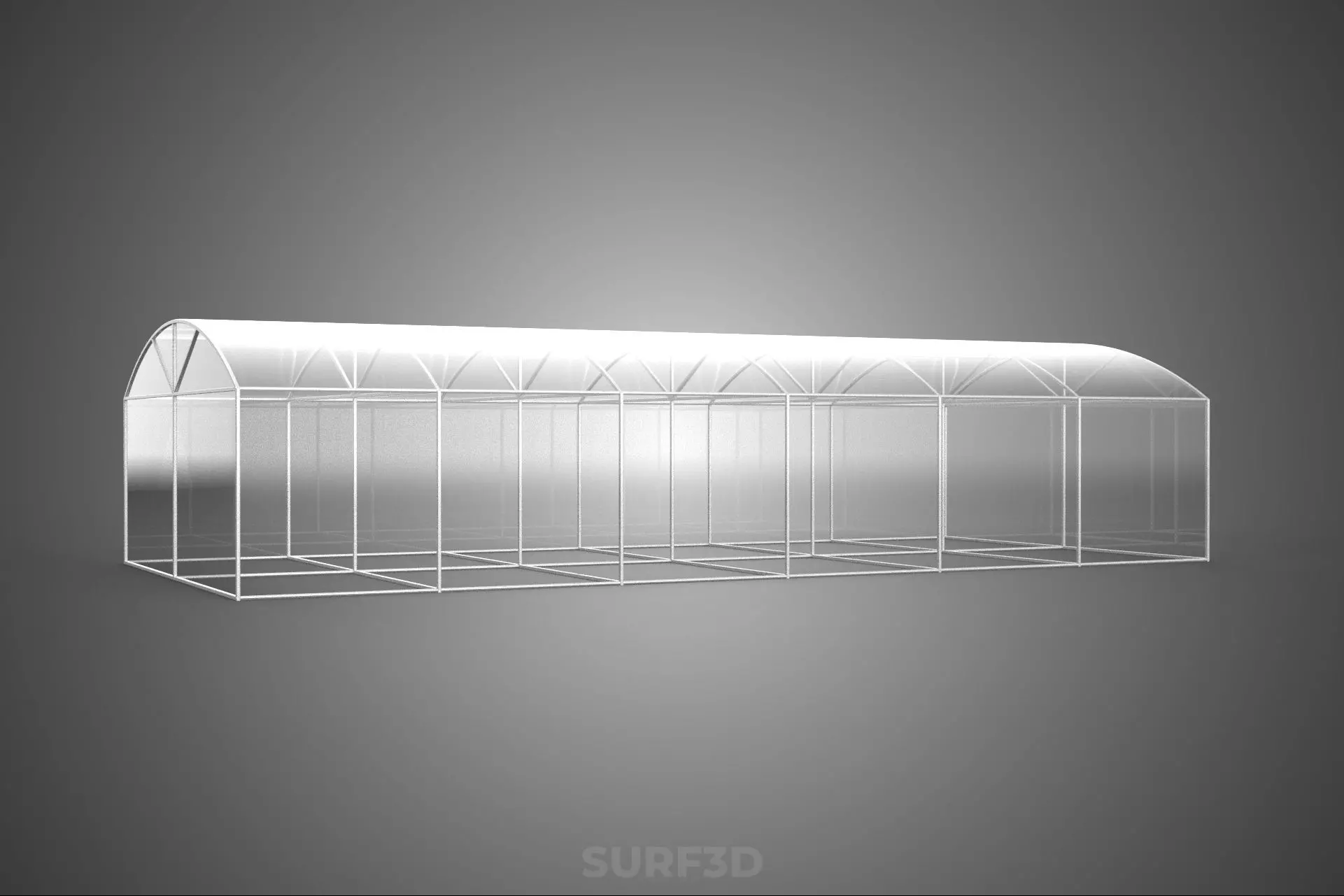 STRUCTURE CURVED GREENHOUSE HOTHOUSE GLASSHOUSE FRAME PLANT FARM 3D model_2