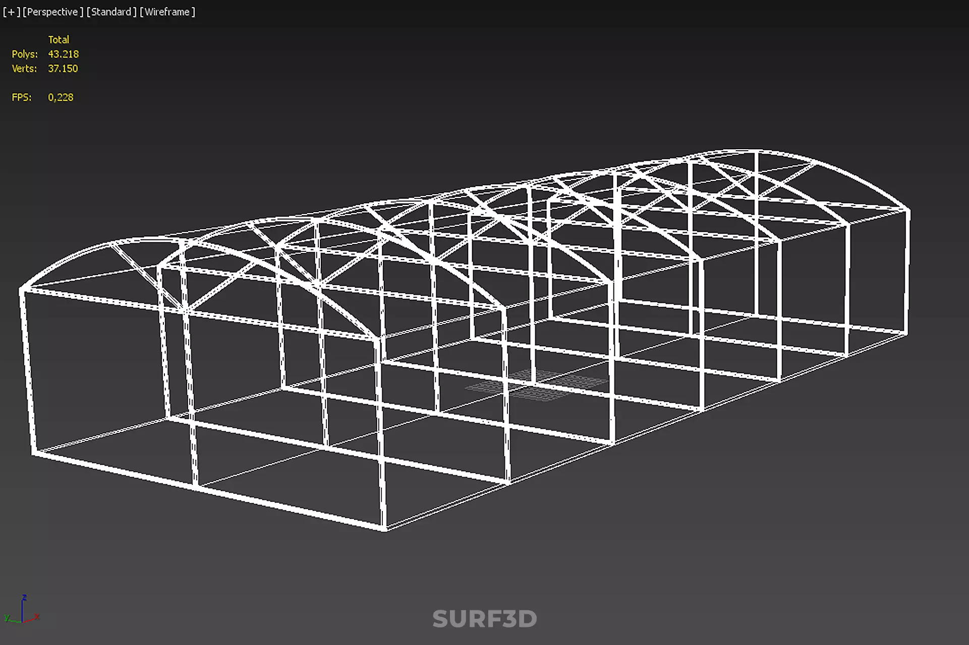 STRUCTURE CURVED GREENHOUSE HOTHOUSE GLASSHOUSE FRAME PLANT FARM 3D model_22