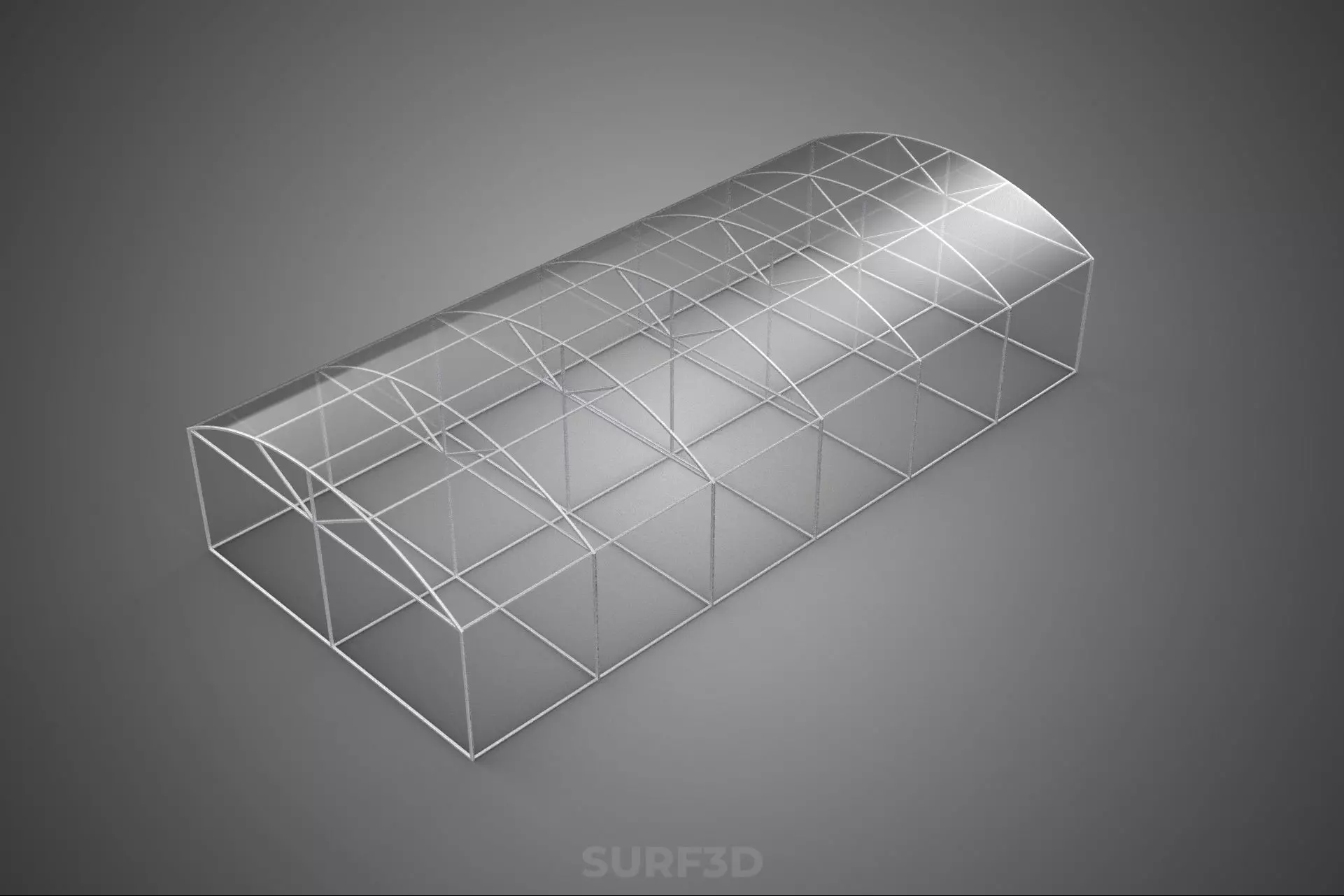 STRUCTURE CURVED GREENHOUSE HOTHOUSE GLASSHOUSE FRAME PLANT FARM 3D model_19