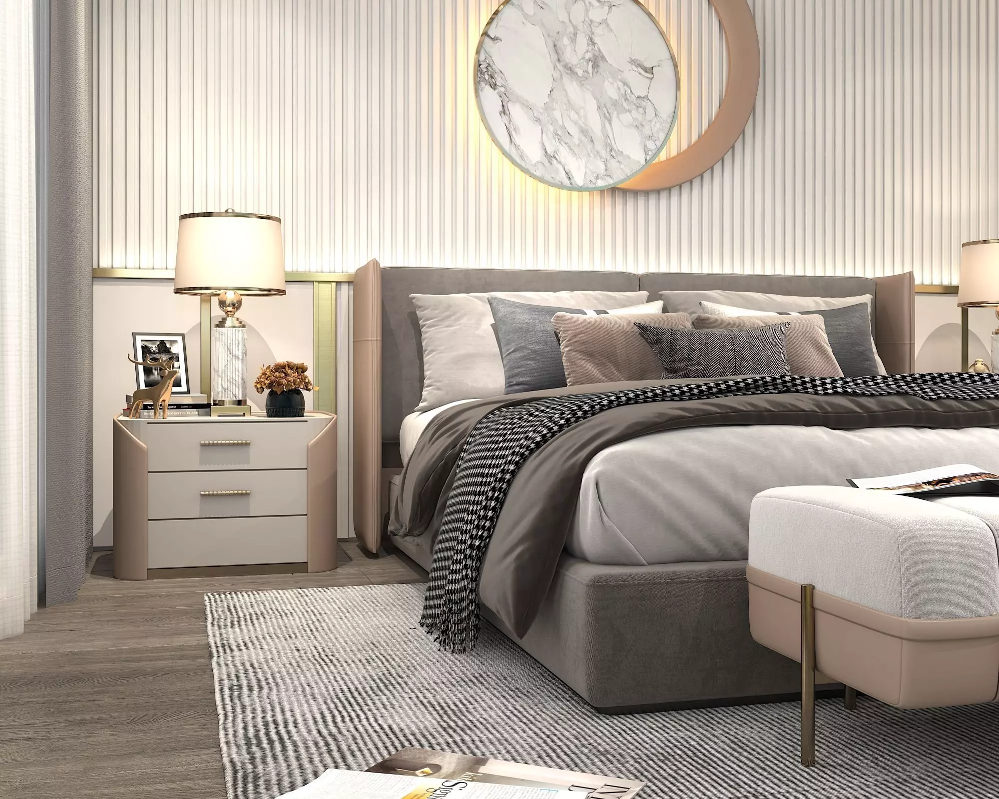Modern Bedroom Scene 28 3D model_6