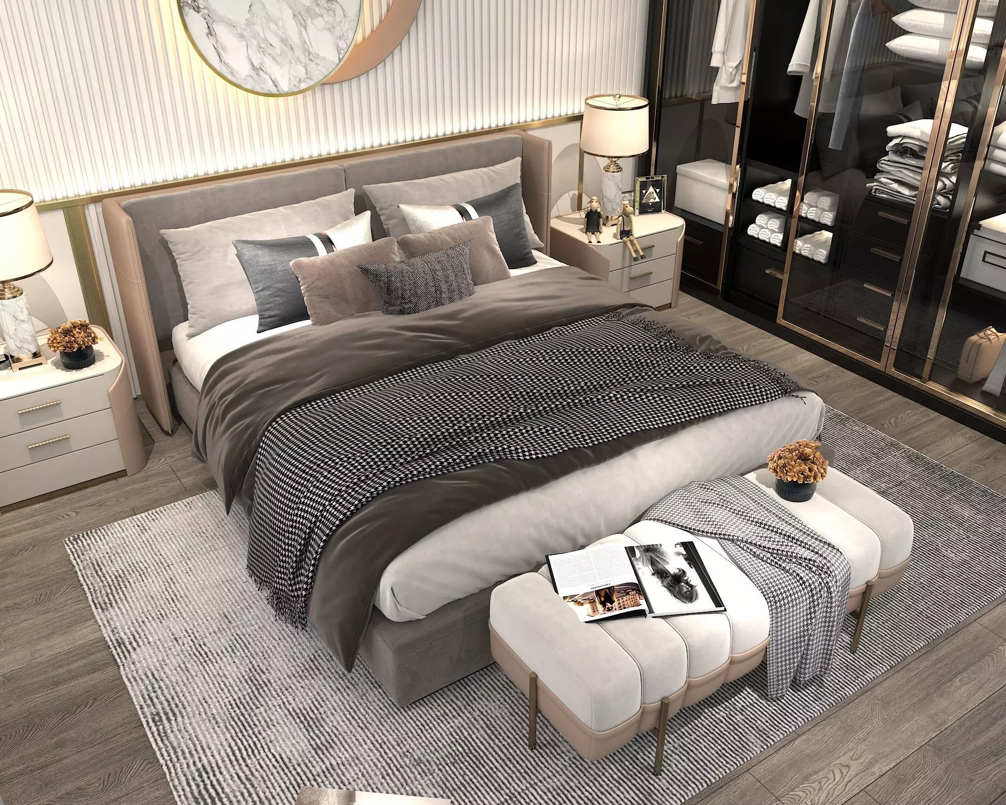 Modern Bedroom Scene 28 3D model_7