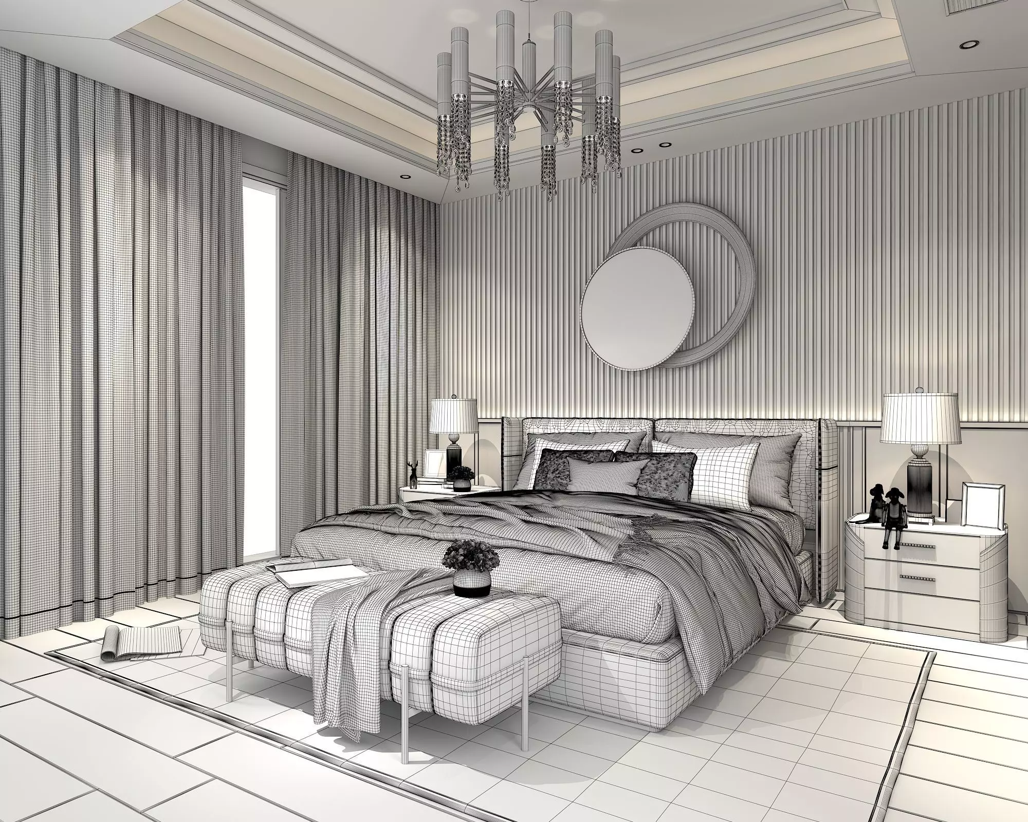 Modern Bedroom Scene 28 3D model_10
