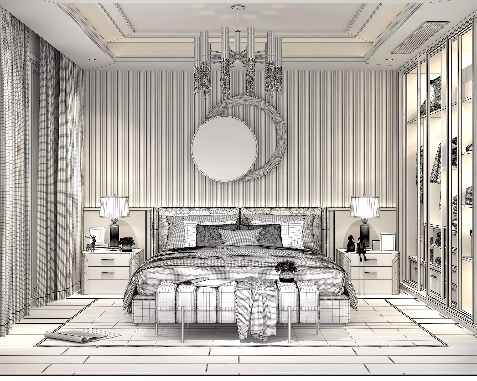 Modern Bedroom Scene 28 3D model_8