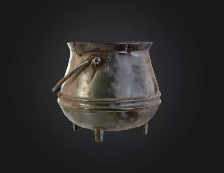 Iron Cauldron Low-poly 3D model_4