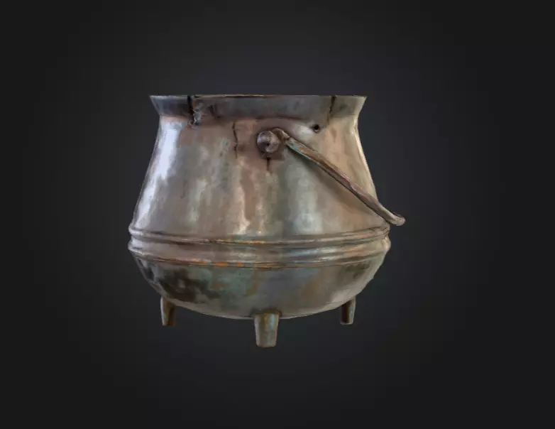 Iron Cauldron Low-poly 3D model_1