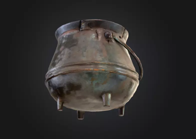 Iron Cauldron Low-poly 3D model_9