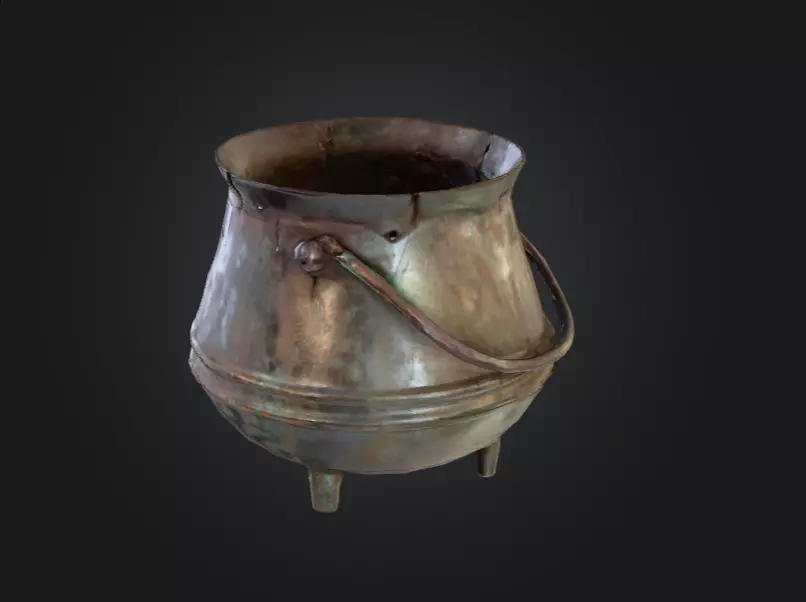 Iron Cauldron Low-poly 3D model_0
