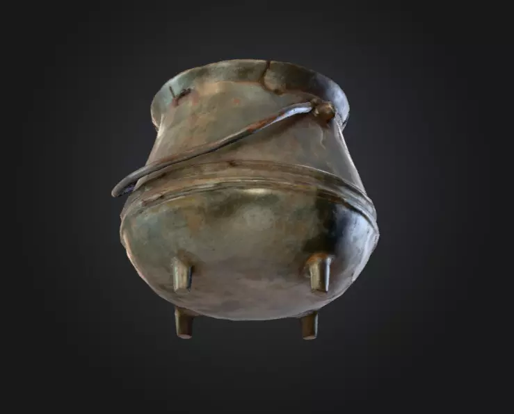 Iron Cauldron Low-poly 3D model_7