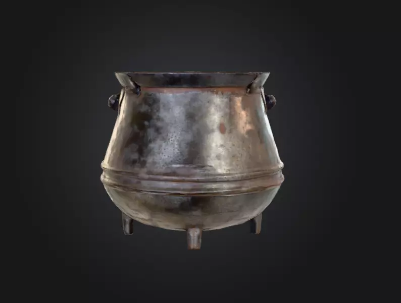 Iron Cauldron Low-poly 3D model_3