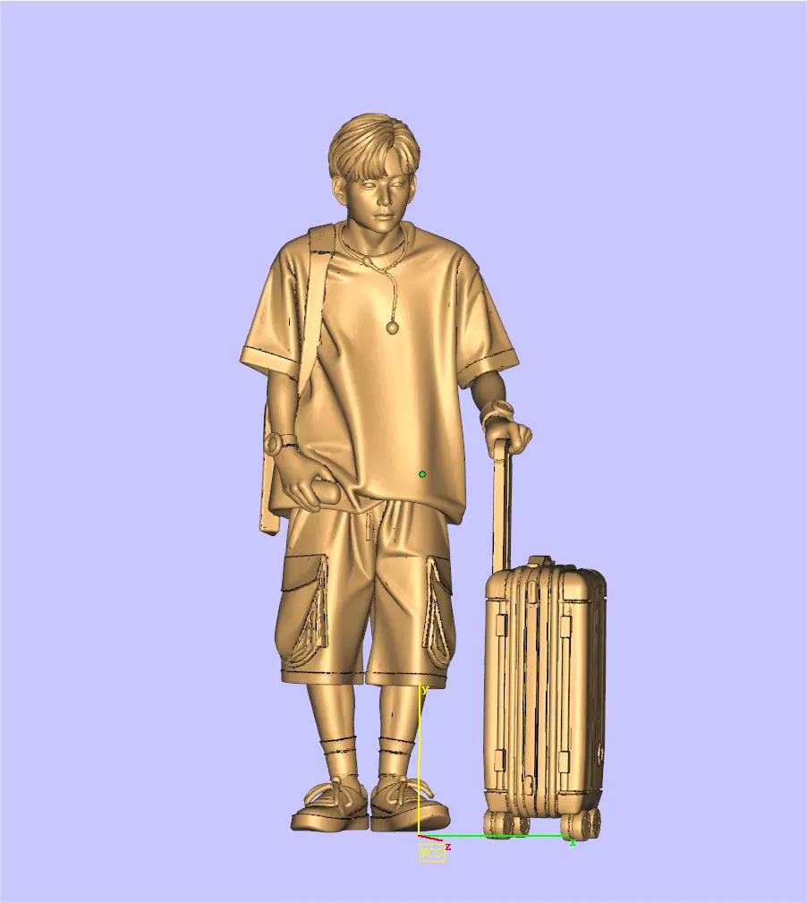 boy pulling a suitcase 3D print model