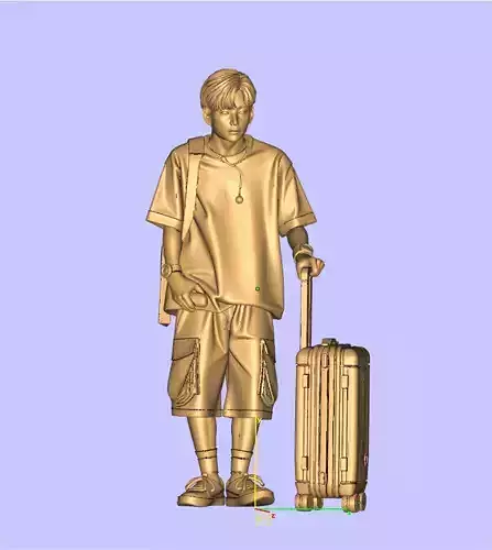 boy pulling a suitcase